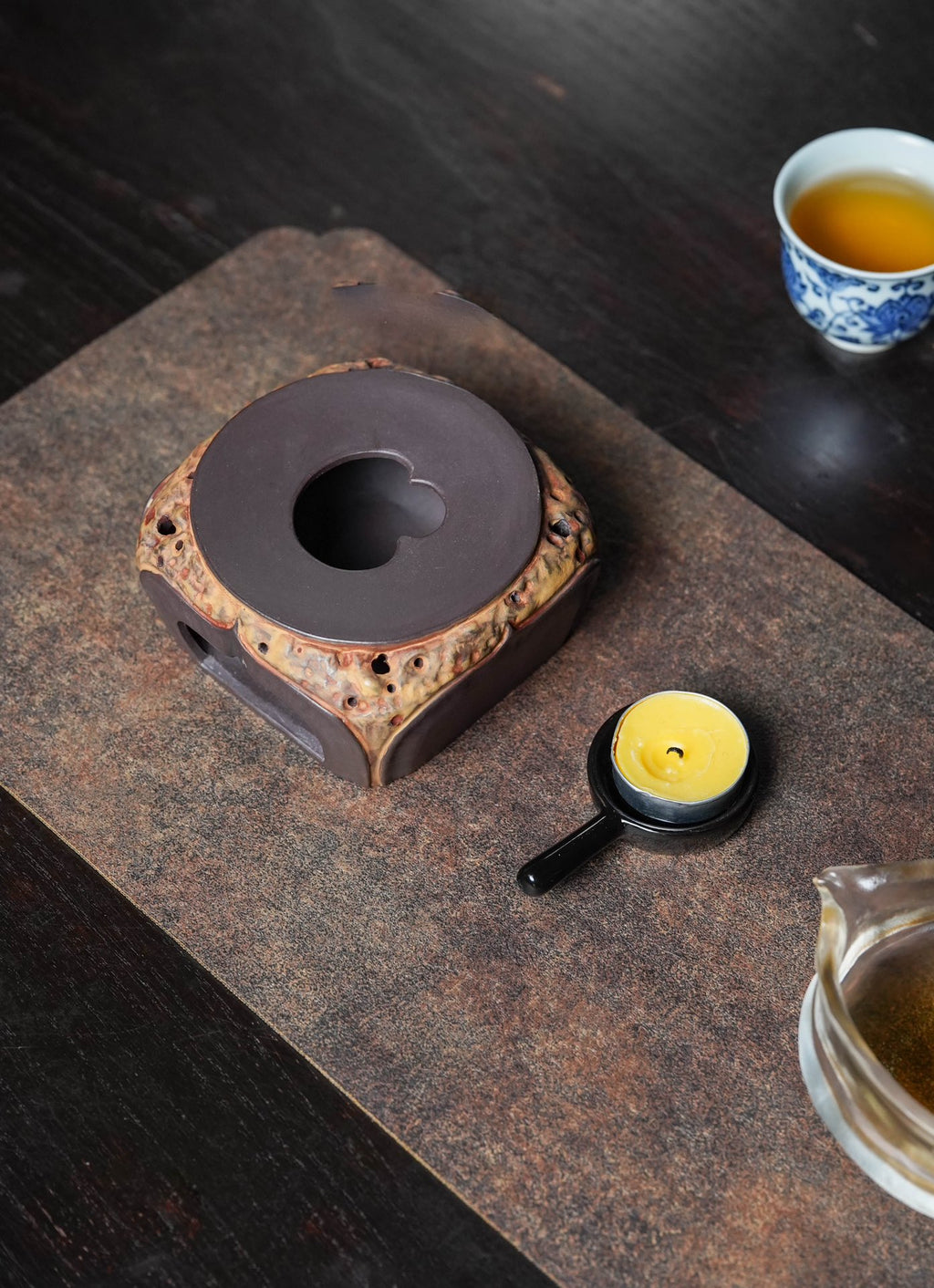 宜兴原矿紫砂【如意温茶炉】附赠环保无烟茶蜡一盒50个 ——家藏原矿老紫泥·古法粉浆