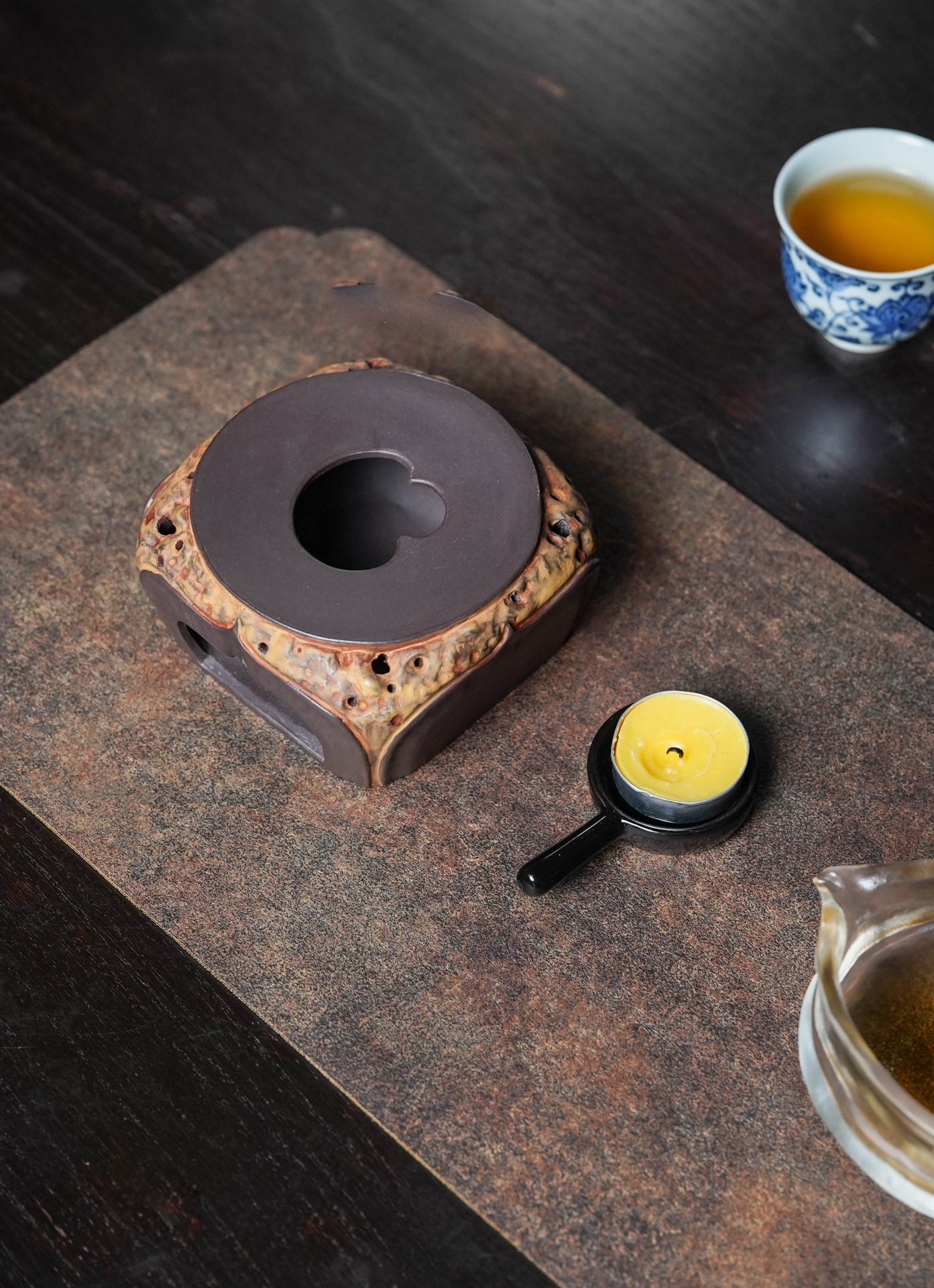 宜兴原矿紫砂【如意温茶炉】附赠环保无烟茶蜡一盒50个 ——家藏原矿老紫泥·古法粉浆