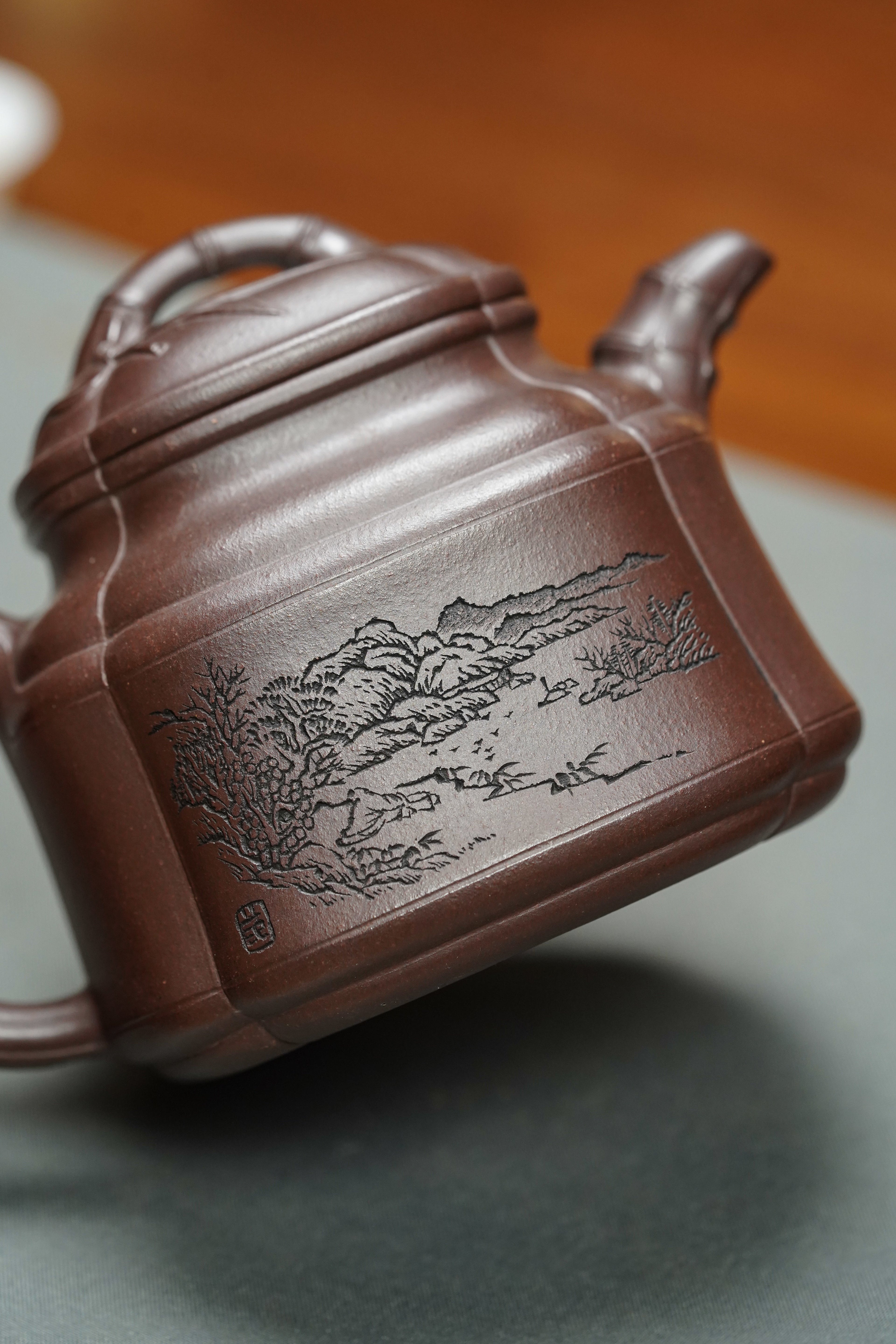 昌鸿紫砂 礼藏至尊｜双国大师李昌鸿臻品《四方扁竹鼎壶》收藏送礼皆宜重器！ 原矿优质紫泥·280cc