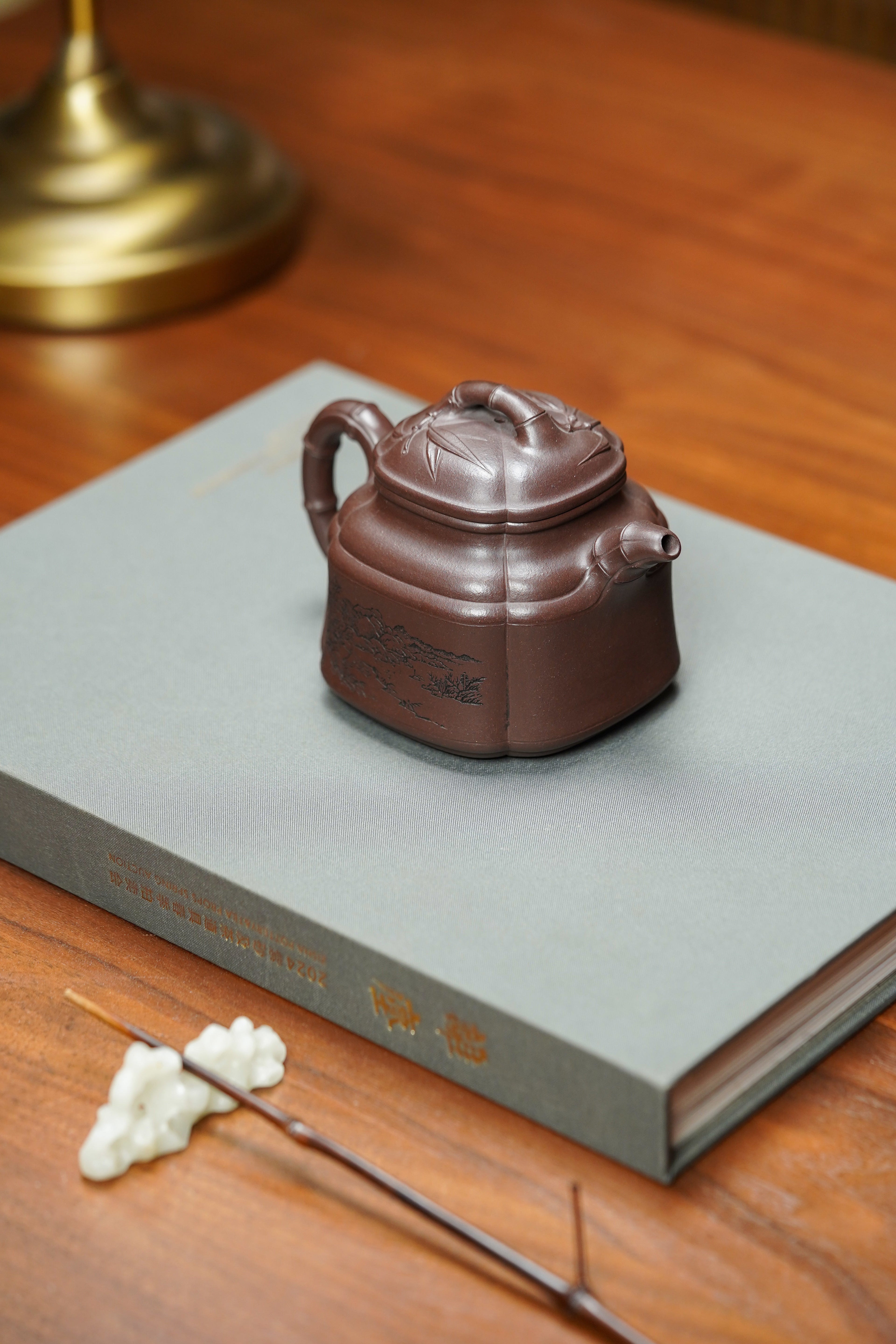 昌鸿紫砂 礼藏至尊｜双国大师李昌鸿臻品《四方扁竹鼎壶》收藏送礼皆宜重器！ 原矿优质紫泥·280cc