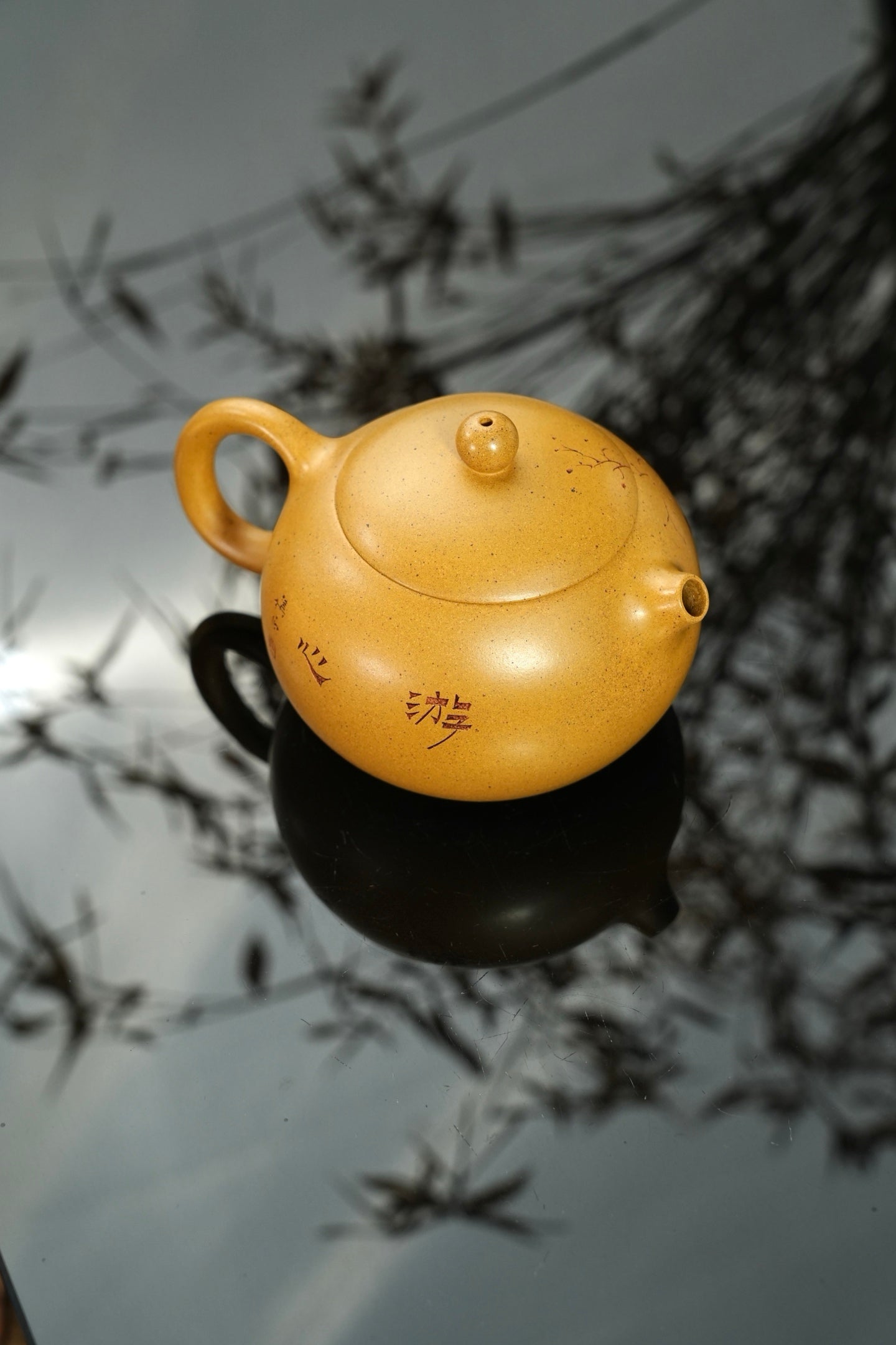 『西施』260cc 老宕口高温黄金段·内推14孔  花鸟刻绘，灵秀，传神，高温烧制，泥料质感独特，老味十足，泡养使用感非常出彩