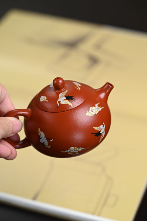 『豆蔻·西施』金银装饰 极品皱皮朱泥·容量160cc·9孔出水·内推·孙建芳（国家级工艺美术师）
