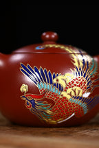 省大师潘春芳关门弟子许冠新老师制壶，江西省陶瓷艺术大师沈凯老师装饰新品【丹凤西施】家藏鸡血大红袍精制，230cc！