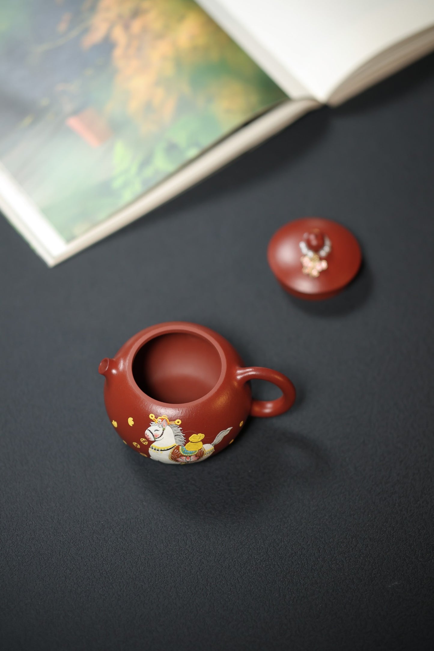 河豚西施 | 【极品粗砂朱泥·传统手制·精品泥绘工艺·180cc·9孔·民间实力派作品】