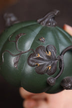 "Pumpkin Teapot" National-level Craft Artist Bao Yuhua Original mine collection old green clay, 280cc, with 10 holes for water outlet - ZishaTeapotChina