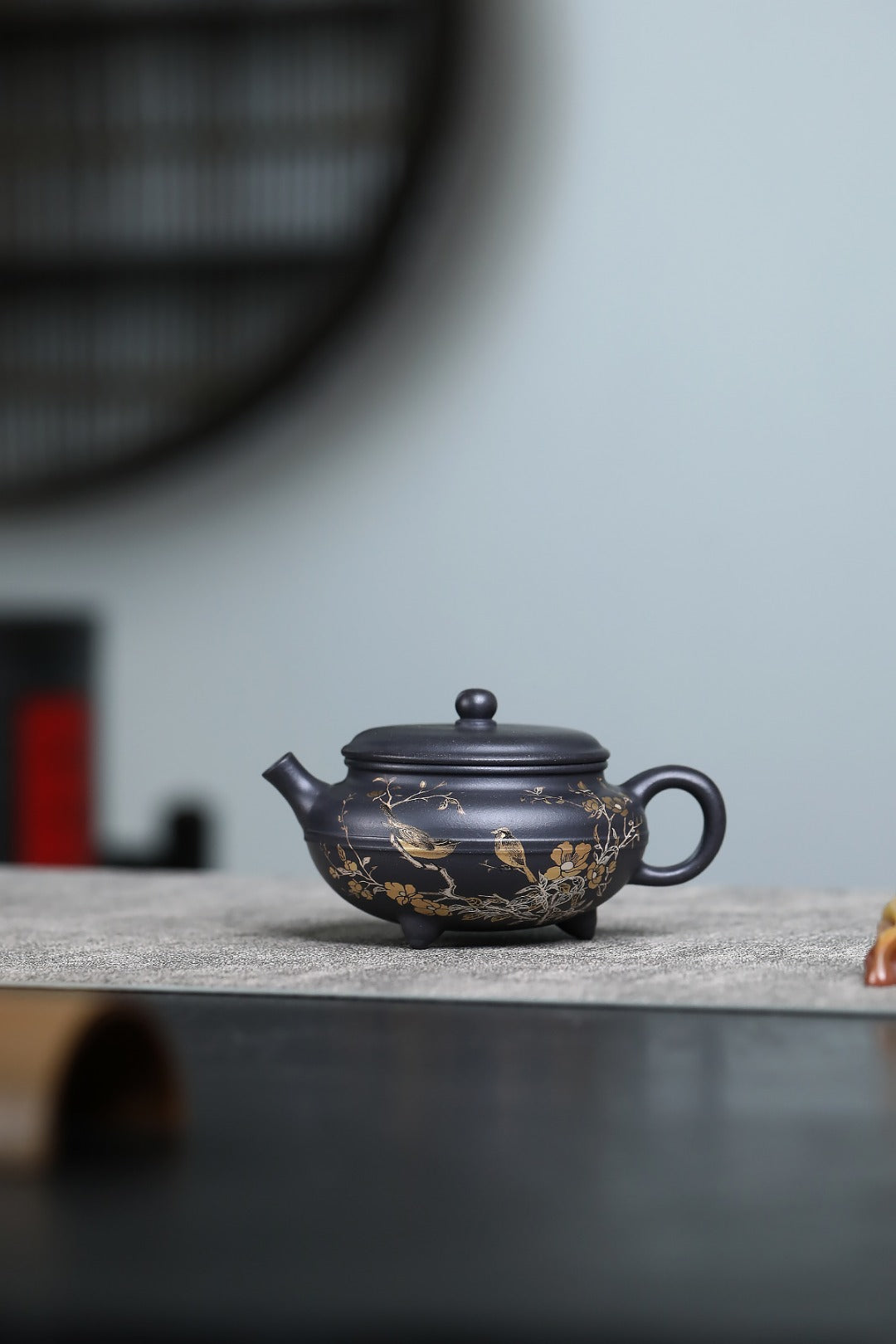 《云炉》 国家级工艺美术师 鲍玉华 一厂老紫泥龙窑还原烧，130cc，内推球孔出水