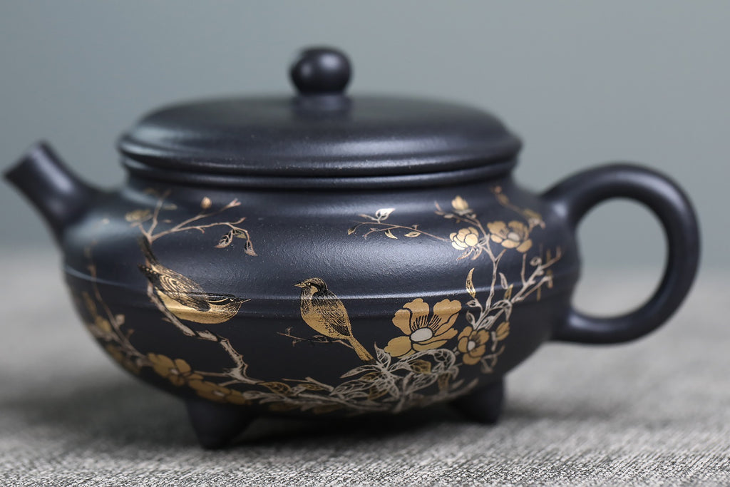 《云炉》 国家级工艺美术师 鲍玉华 一厂老紫泥龙窑还原烧，130cc，内推球孔出水