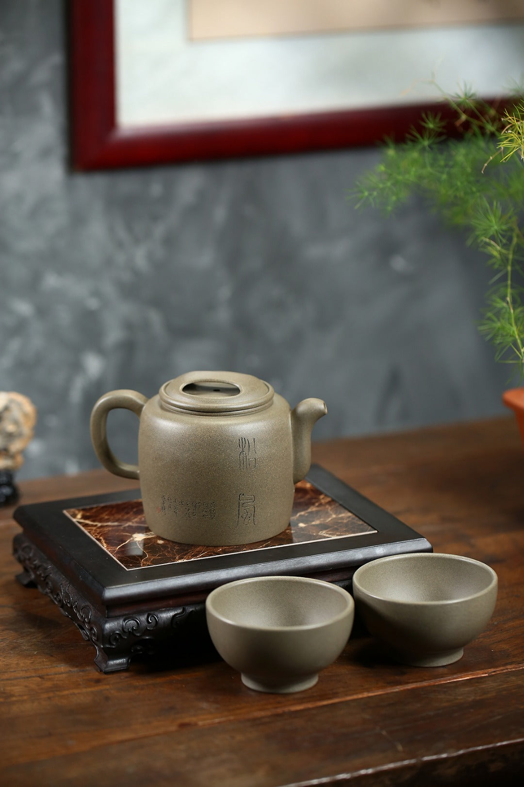 《高牛盖套组》（一壶两杯） 国家级高级工艺美术师 蒋亚平 原矿老青段泥，340cc，口杯100cc，菱形19孔出水