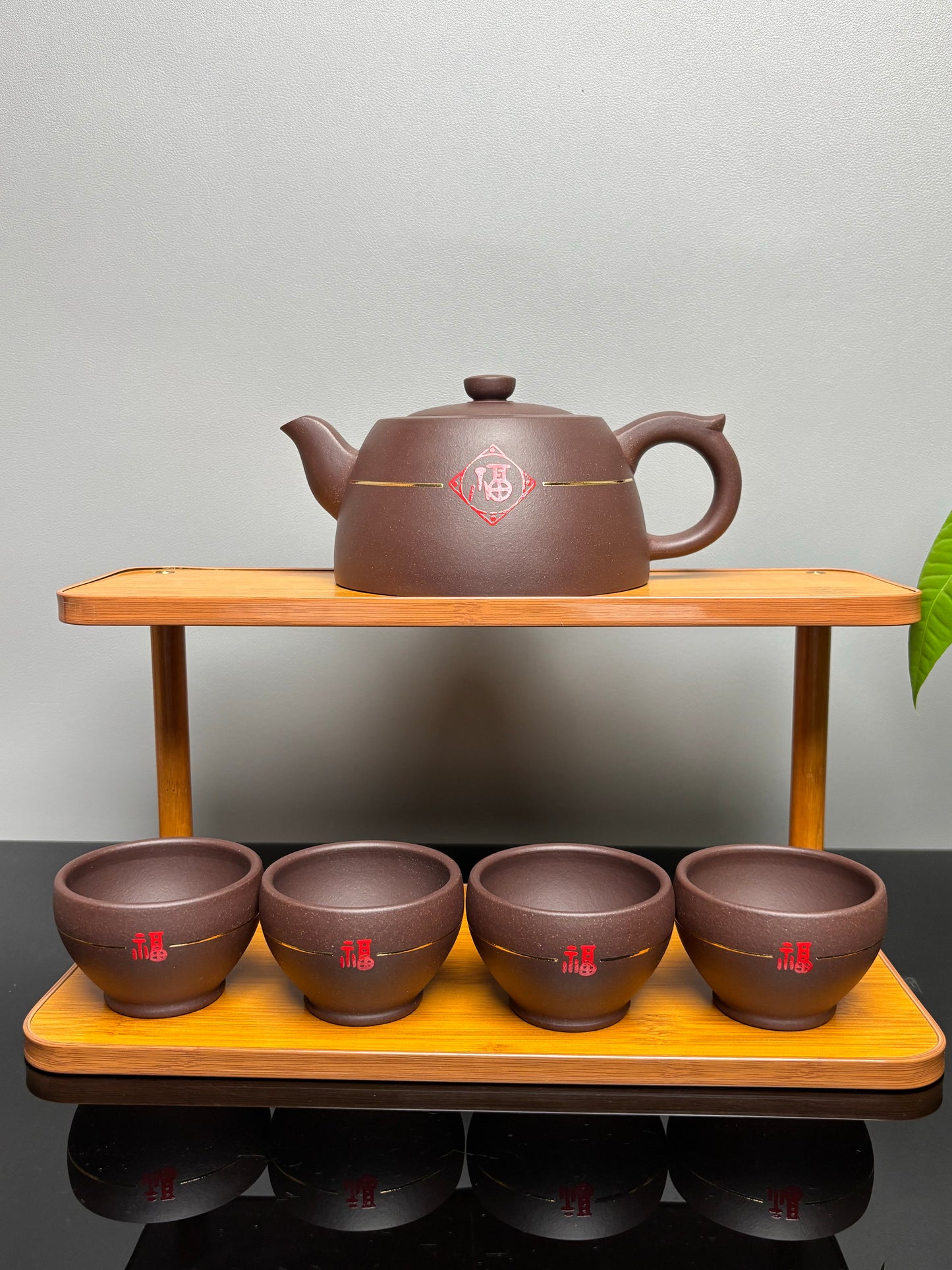 国匠臻藏 葛军大师·原创紫砂重器套组【井泉壶】鼎级荣衔 业界标杆👍礼藏双宜之选!  ——原矿优质老紫泥·400cc 杯50cc