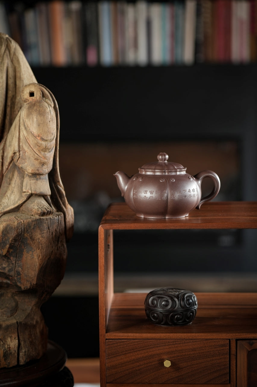 范大生嫡脉｜范秀芳制 范伟群装饰｜双省大师联诀紫砂臻品《同心壶》——原矿优质天青泥·300cc（入册款代表作）