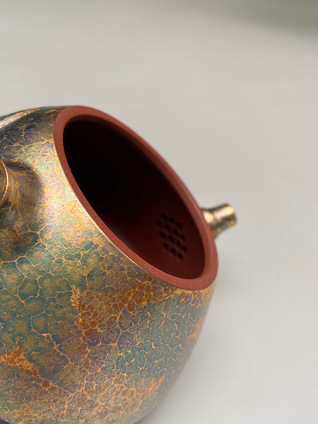 紫砂特色黄金紫晶贝壳烧【竹节石瓢】与众不同的藏品！  ——原矿优质朱泥·200cc ——著名紫砂艺术家·郑军