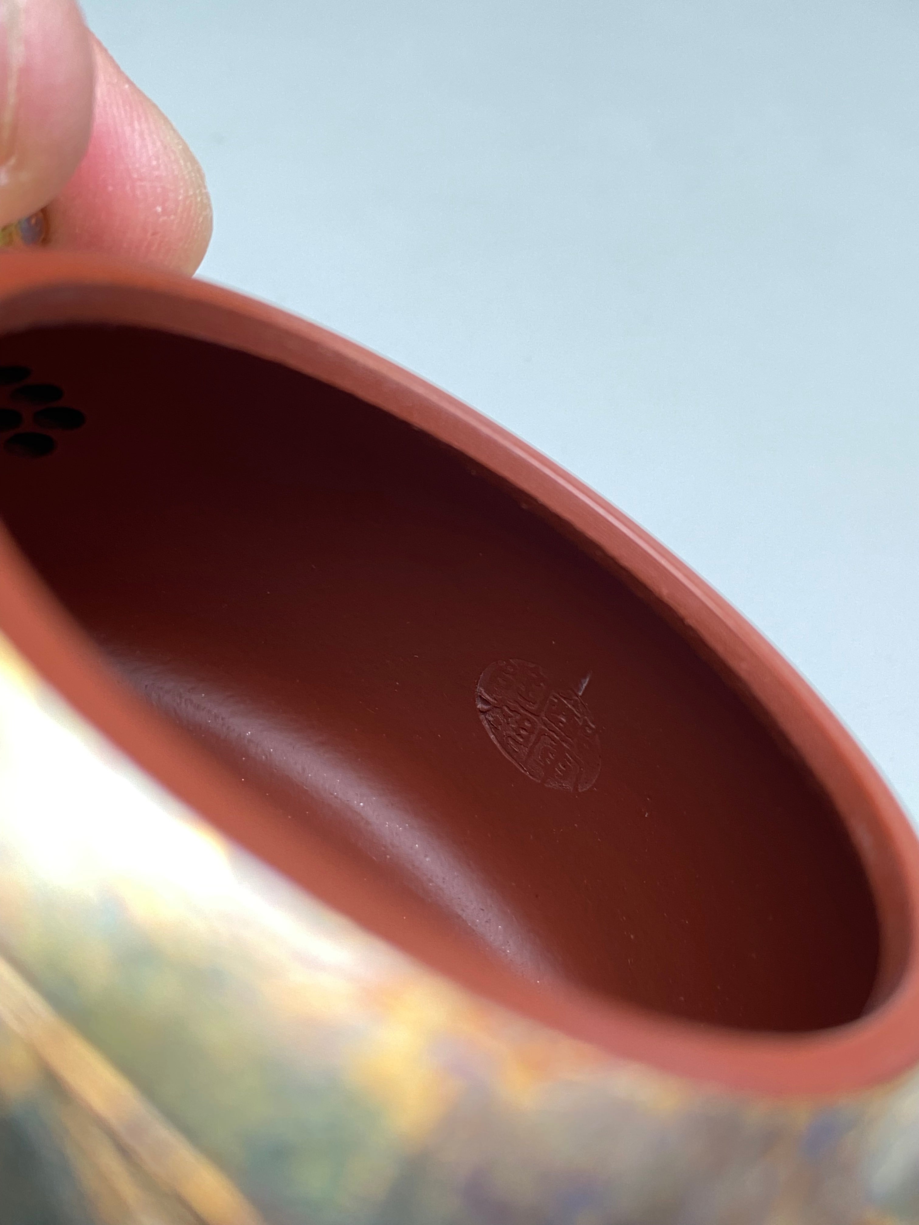 紫砂特色黄金紫晶贝壳烧【竹节石瓢】与众不同的藏品！  ——原矿优质朱泥·200cc ——著名紫砂艺术家·郑军