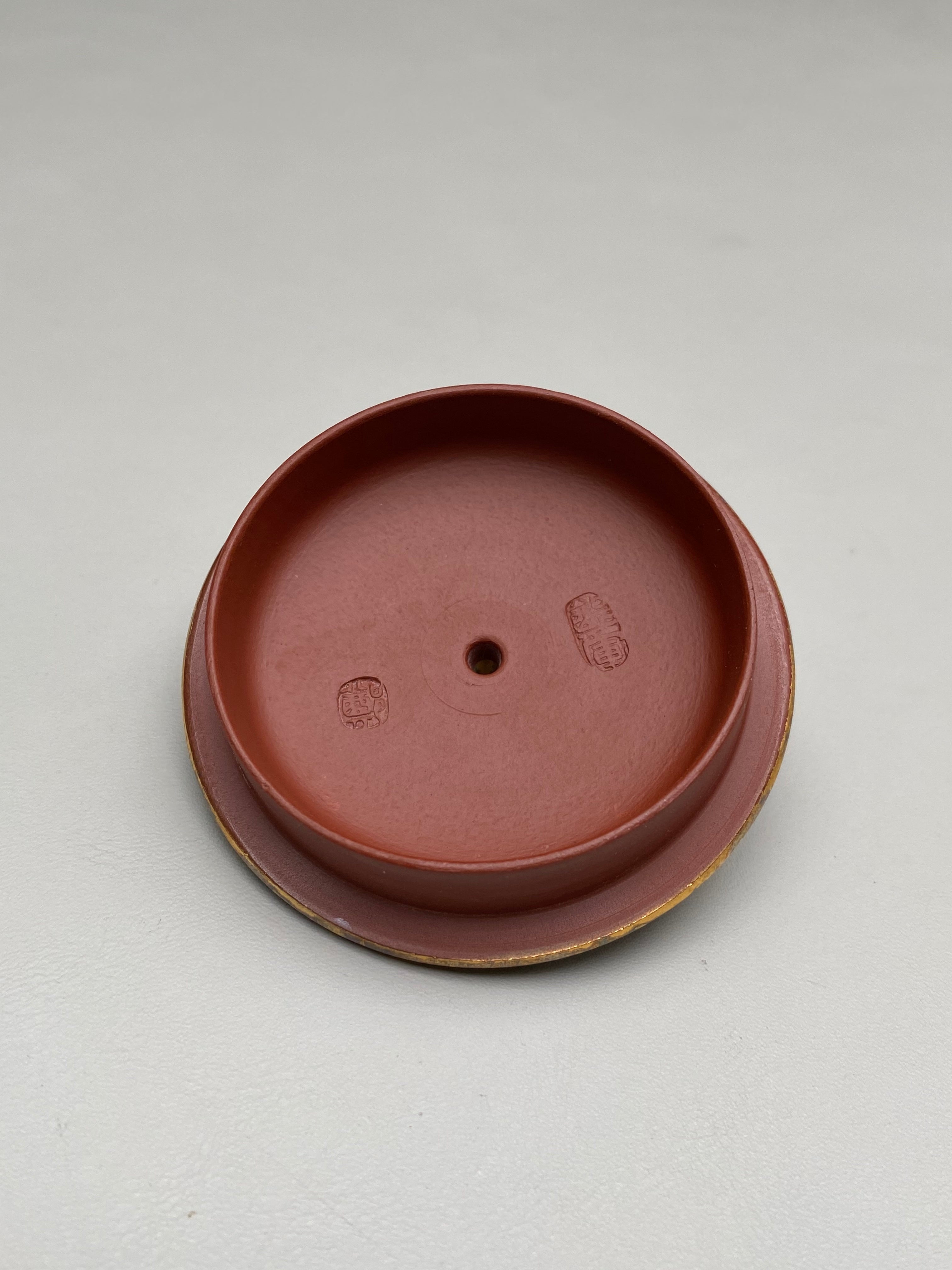 紫砂特色黄金紫晶贝壳烧【竹节石瓢】与众不同的藏品！  ——原矿优质朱泥·200cc ——著名紫砂艺术家·郑军