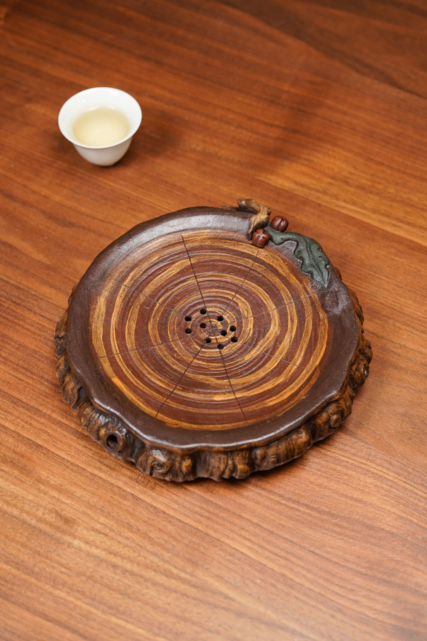 特色紫砂新品《事事如意》储水式茶盘、干泡台·直径20cm