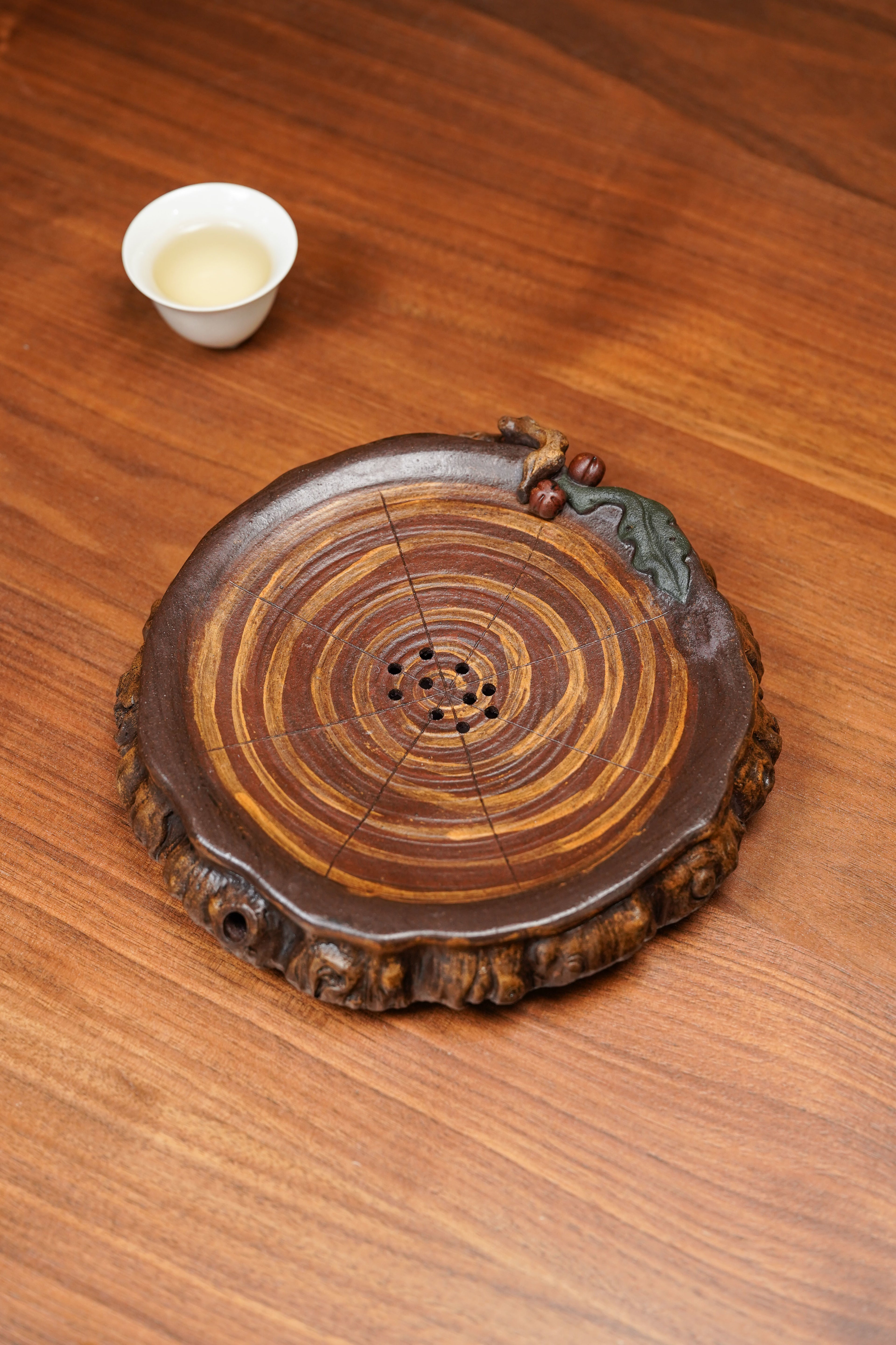 特色紫砂新品《事事如意》储水式茶盘、干泡台·直径20cm