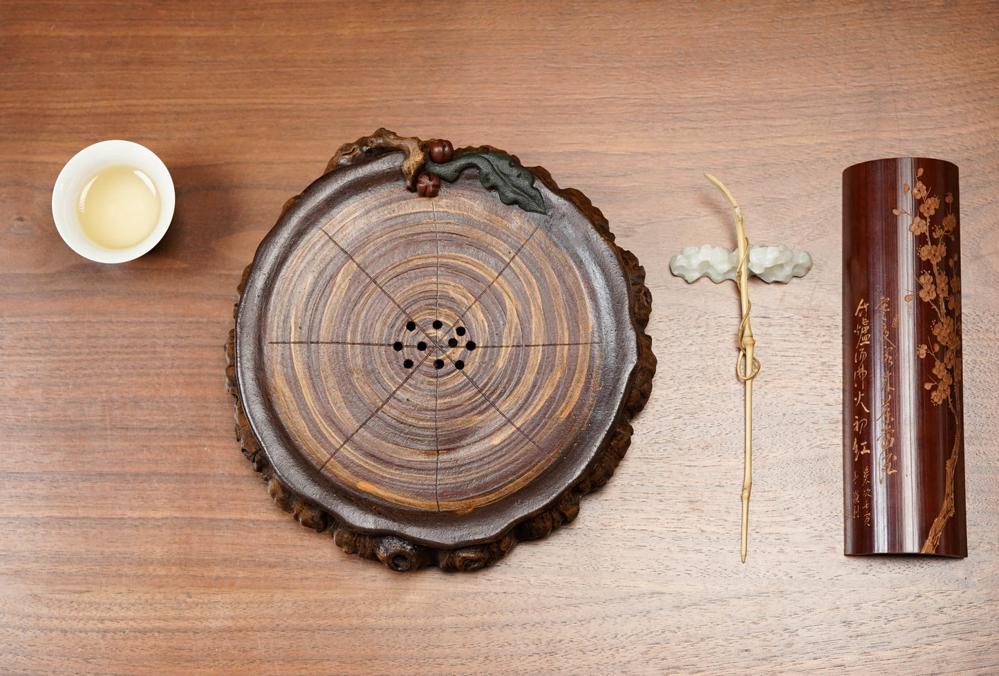 特色紫砂新品《事事如意》储水式茶盘、干泡台·直径20cm