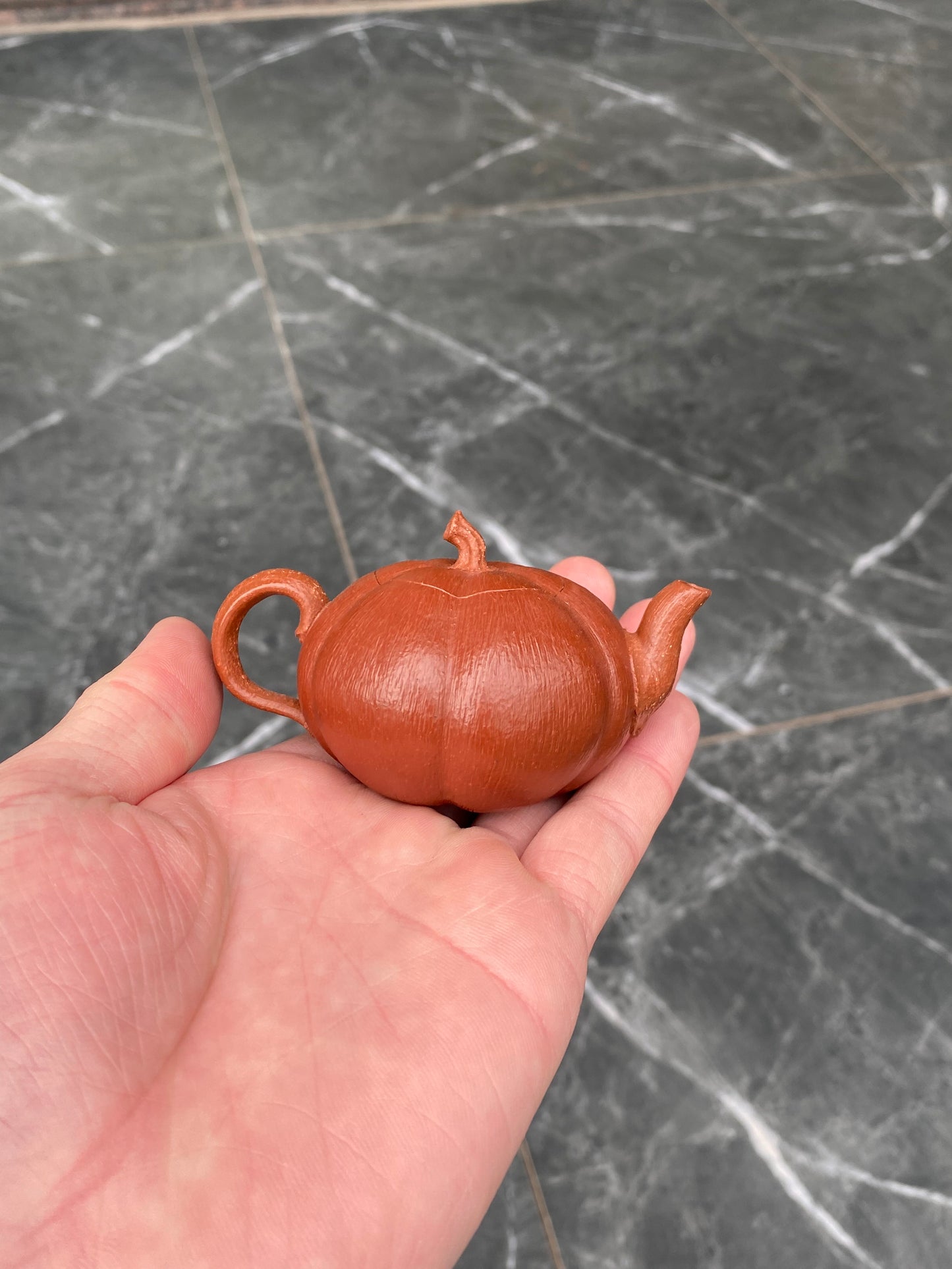超级紫砂小南瓜壶（双色款）·70CC精品把玩器，内推球孔 手工制作· 降坡料粉浆朱泥
