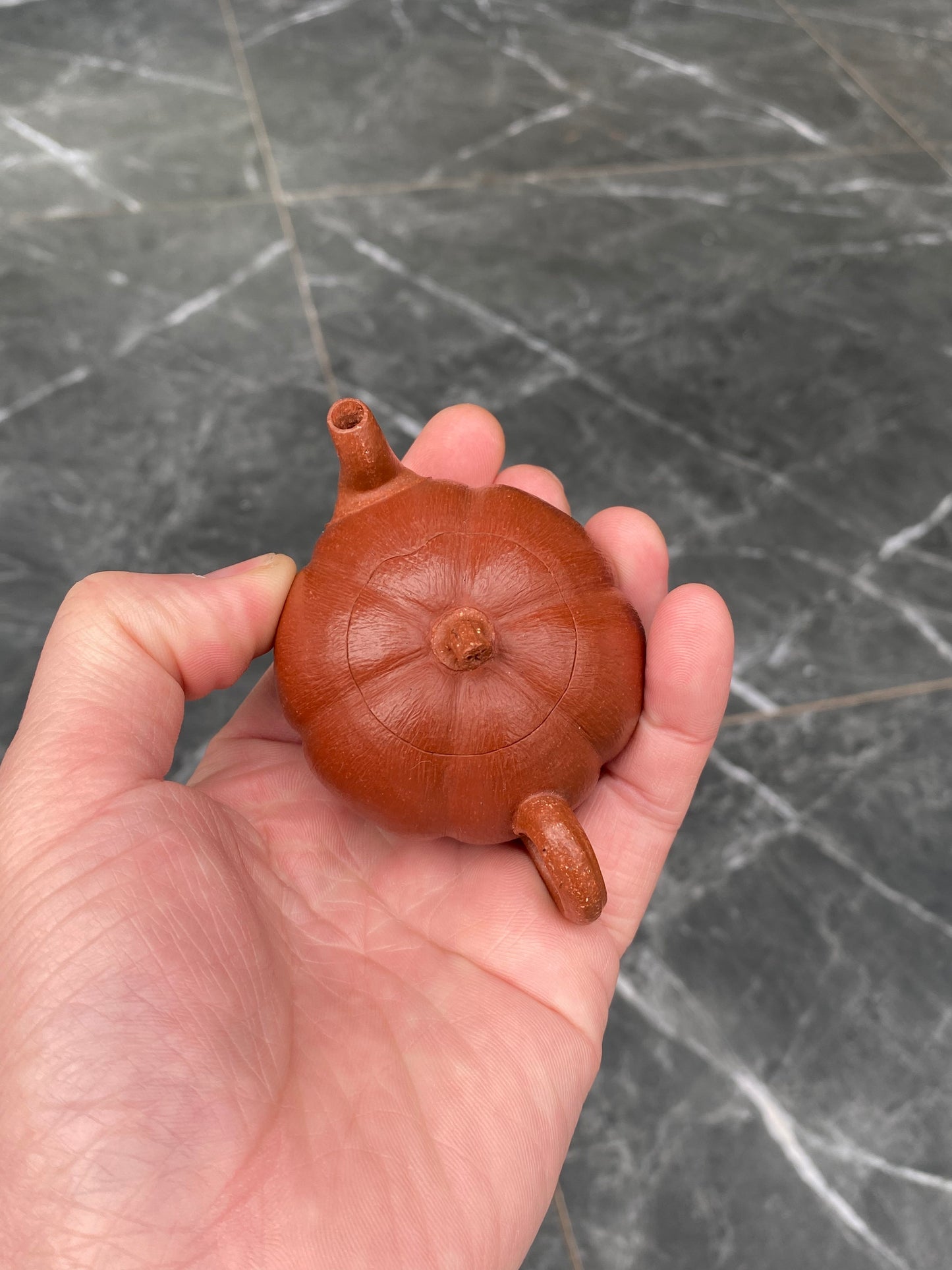 超级紫砂小南瓜壶（双色款）·70CC精品把玩器，内推球孔 手工制作· 降坡料粉浆朱泥