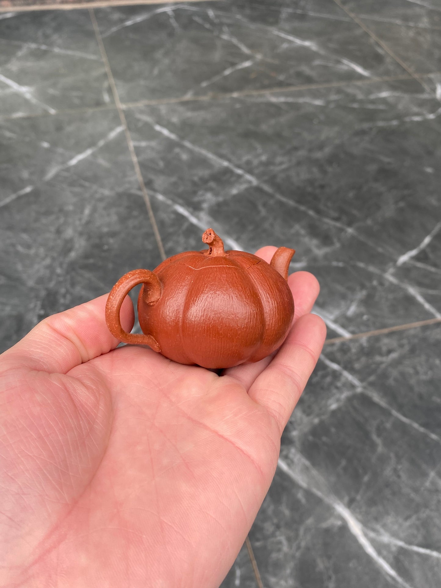 超级紫砂小南瓜壶（双色款）·70CC精品把玩器，内推球孔 手工制作· 降坡料粉浆朱泥