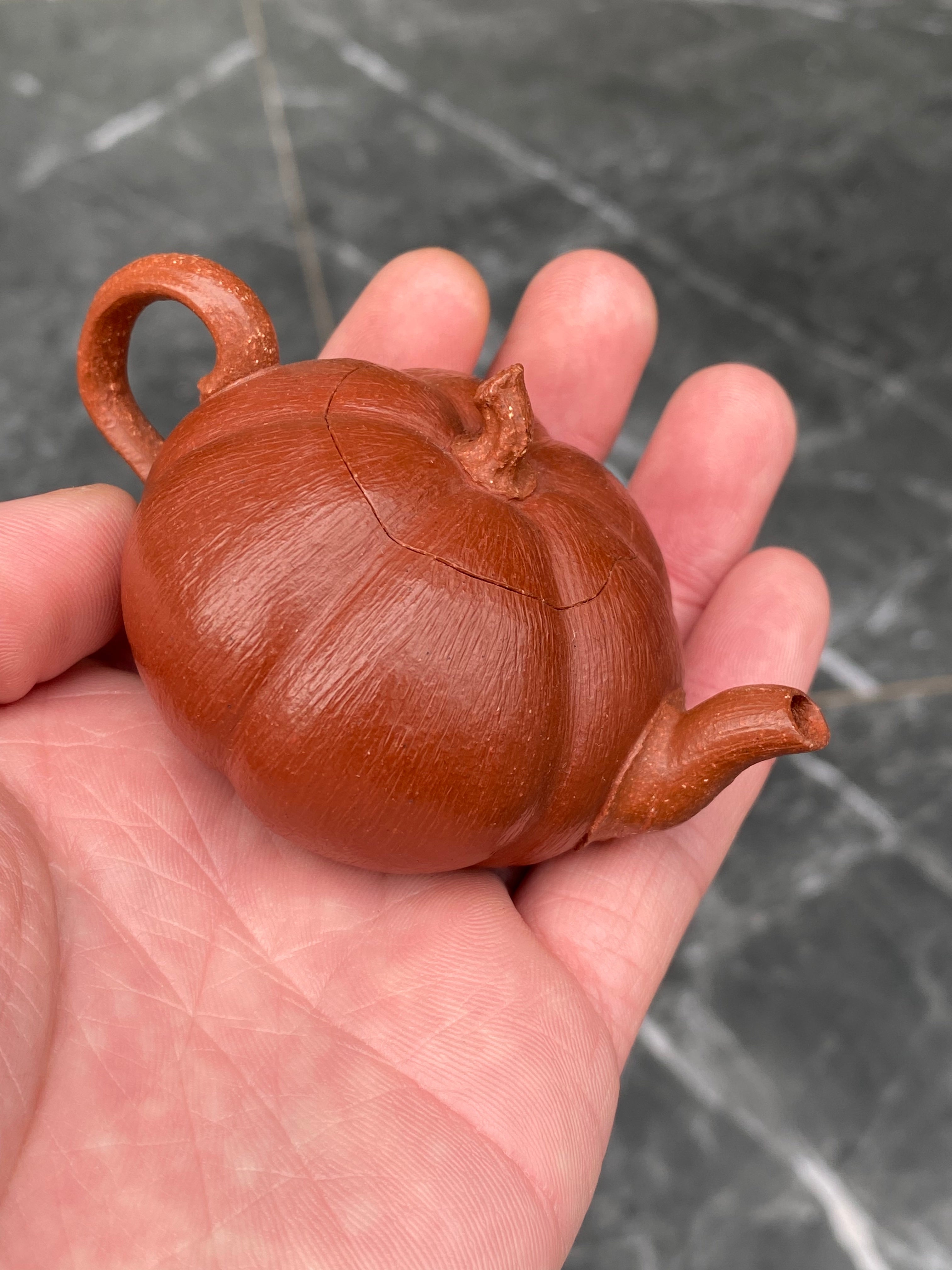 超级紫砂小南瓜壶（双色款）·70CC精品把玩器，内推球孔 手工制作· 降坡料粉浆朱泥