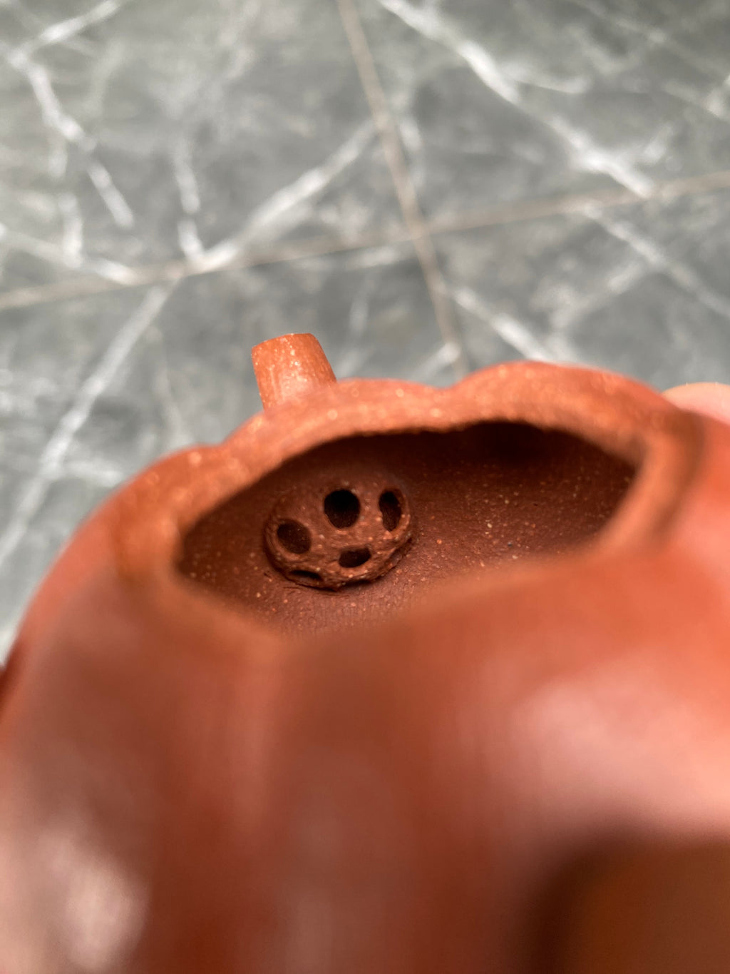 超级紫砂小南瓜壶（双色款）·70CC精品把玩器，内推球孔 手工制作· 降坡料粉浆朱泥