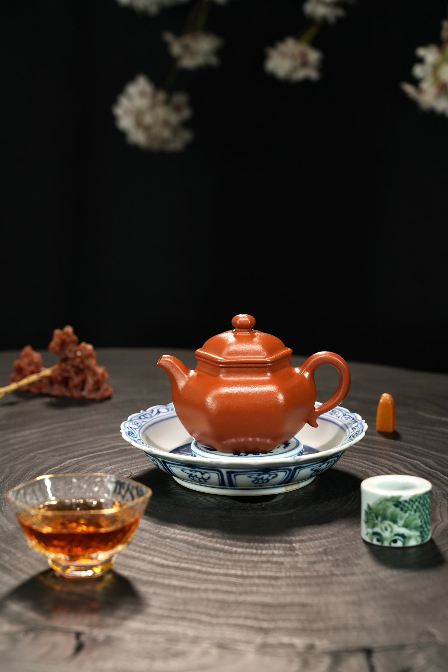 全手工【六角莲子】 原矿极品朱泥·190cc·内推孔