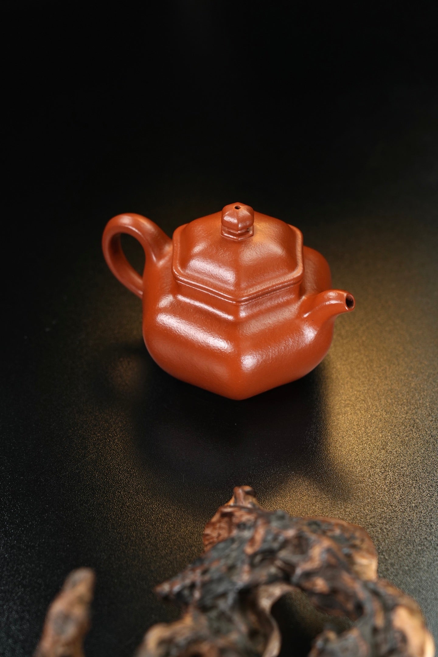 全手工【六角莲子】 原矿极品朱泥·190cc·内推孔