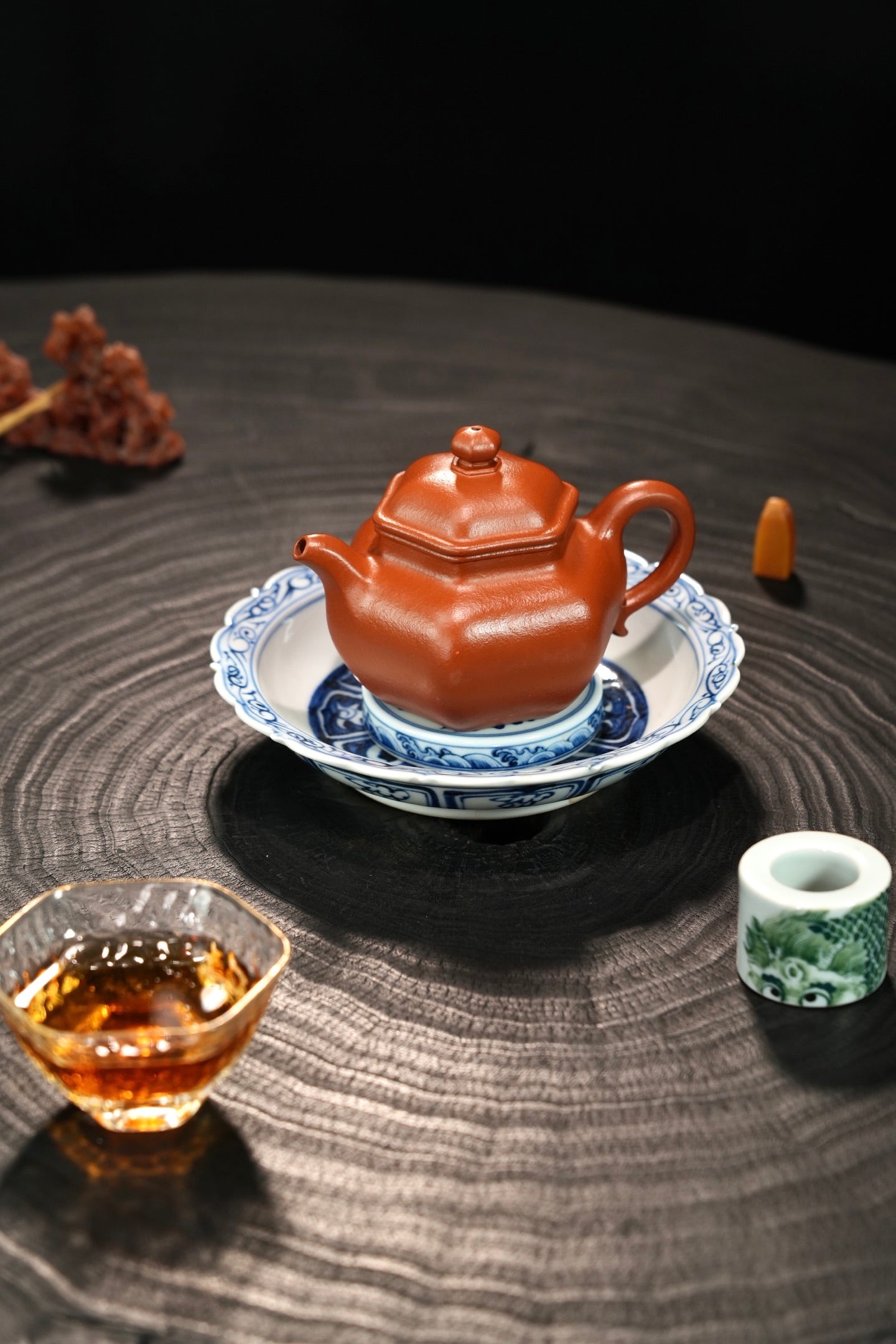 全手工【六角莲子】 原矿极品朱泥·190cc·内推孔