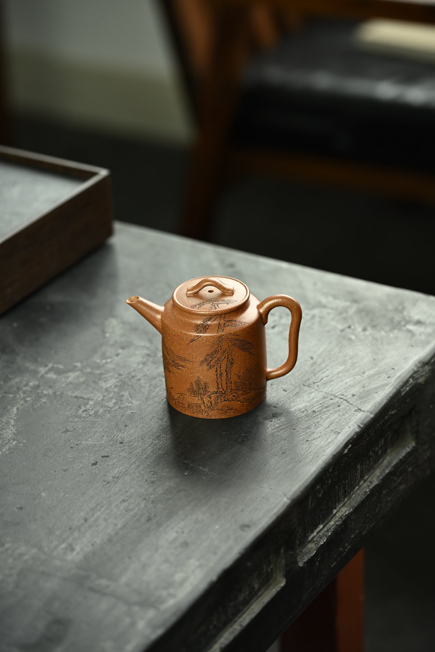 汲直·全手工/陶刻大赛金奖李建军作品容量150cc/原矿桂花砂