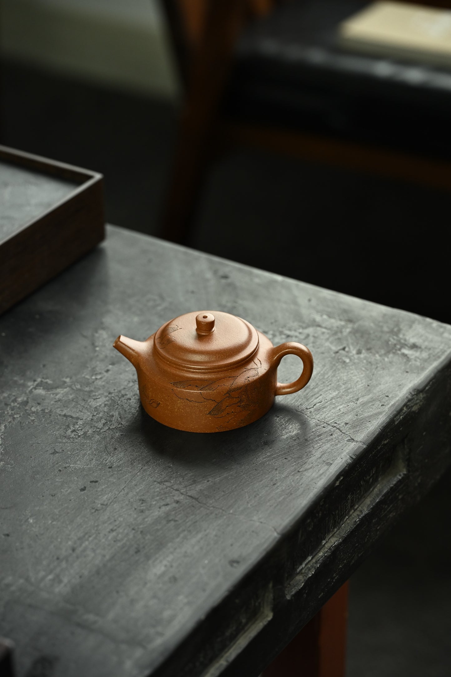德钟·荷韵添香·全手工/陶刻大赛金奖李建军作品 /容量150cc/原矿桂花砂