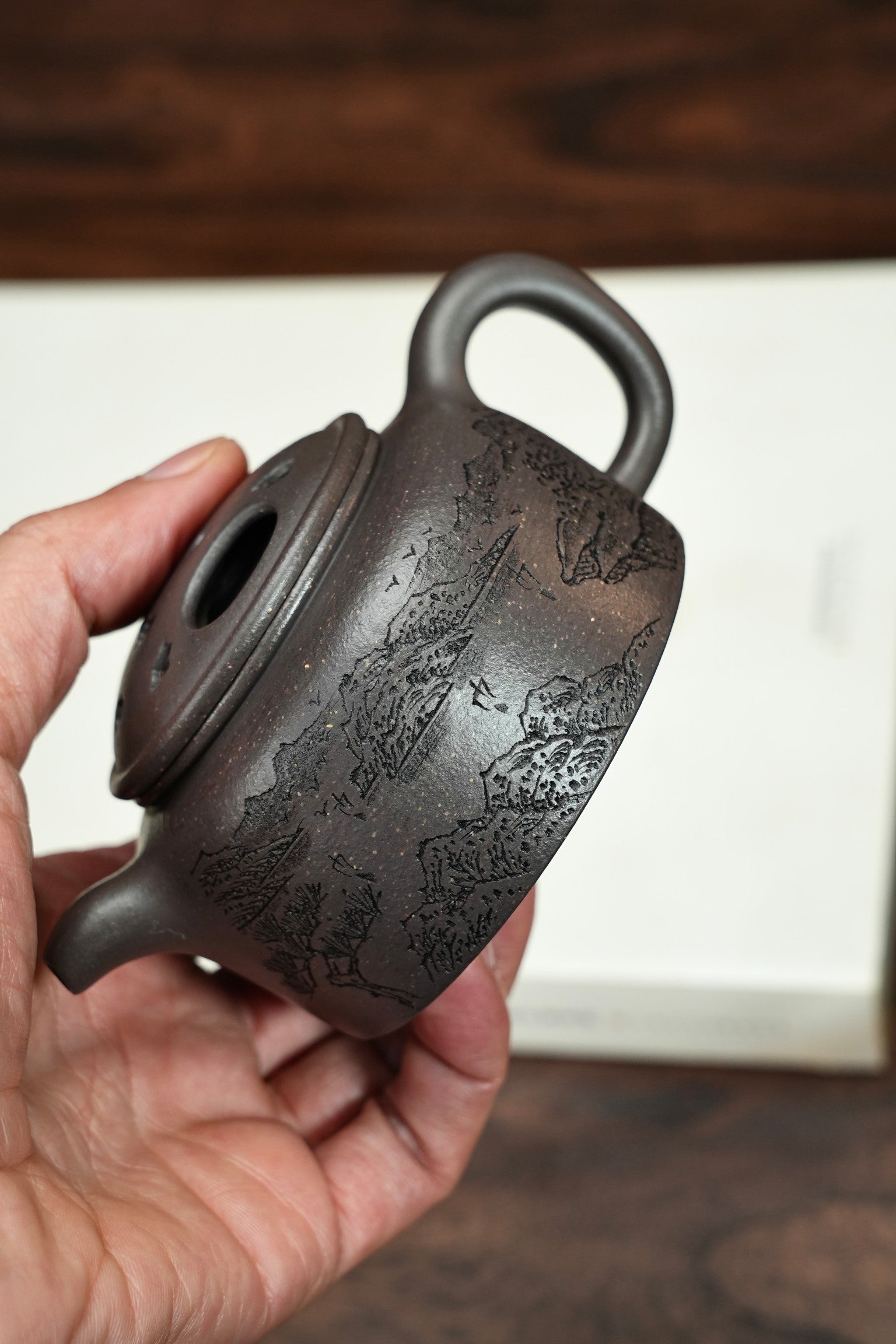 全手工【牛盖莲子】 原矿极品天青泥·200cc·内推孔