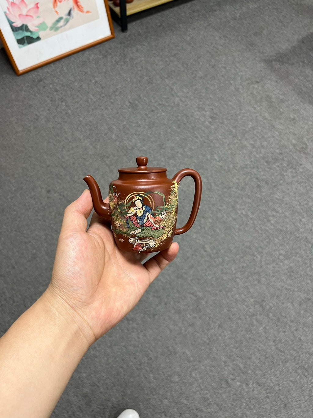 敦煌飞天壁画 实拍【高执】 原矿极品朱泥（泥绘）·260cc·7孔
