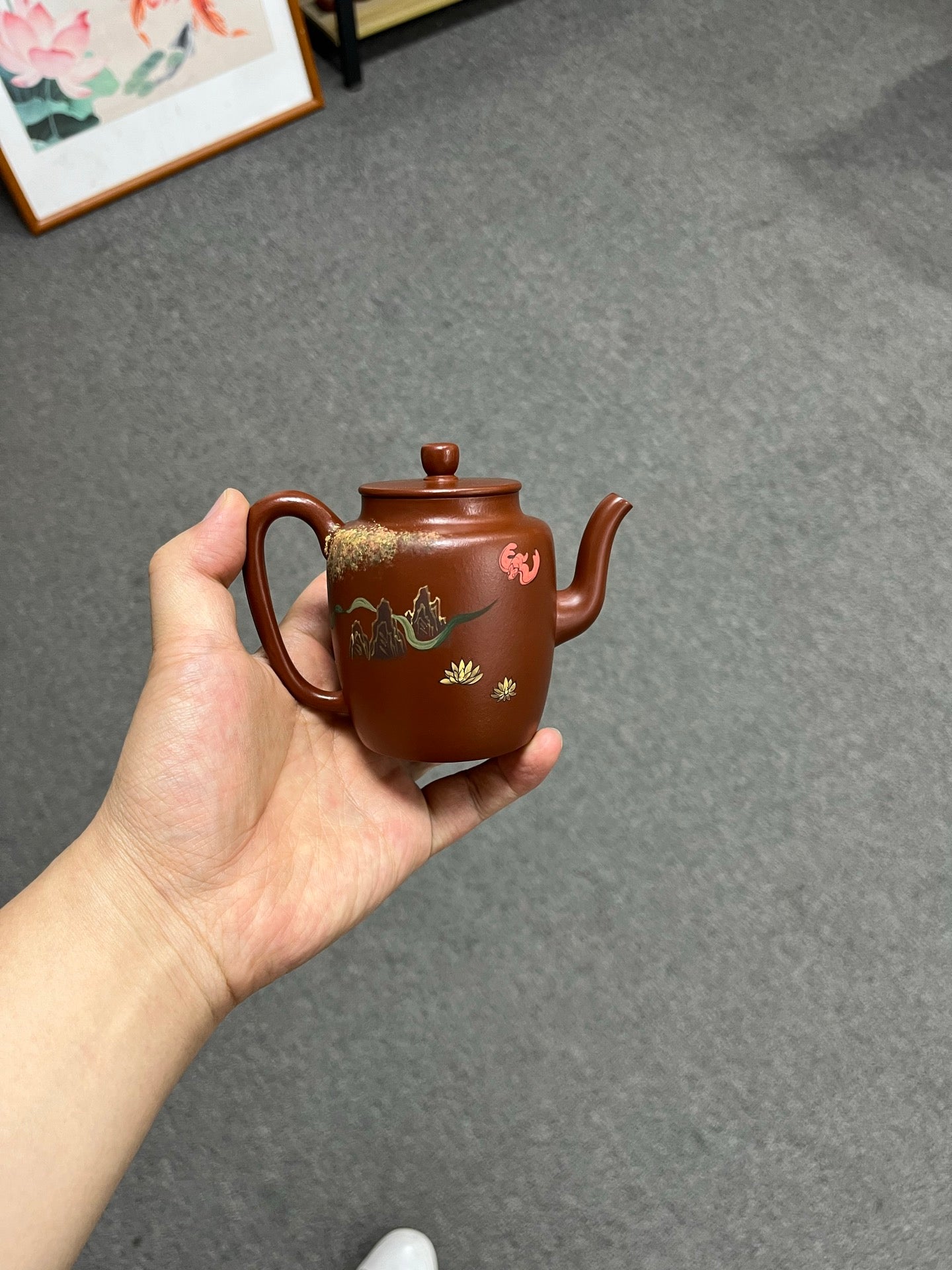 敦煌飞天壁画 实拍【高执】 原矿极品朱泥（泥绘）·260cc·7孔