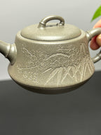 中国紫砂界当代梅王·朱炳浩(石陶）本工巅峰臻品《劲竹石瓢》——原矿优质松华青段·180cc（梅竹双清） ——任淦庭大师高徒｜朱炳浩（石陶）之作
