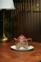 沈更轶制～邱玉林联诀巅峰之作【秦权壶】——原矿优质底槽清·460cc ——正高级工艺美术师·沈更轶·制 ——国大师·邱玉林装饰《五虎·五福图》虎威长存