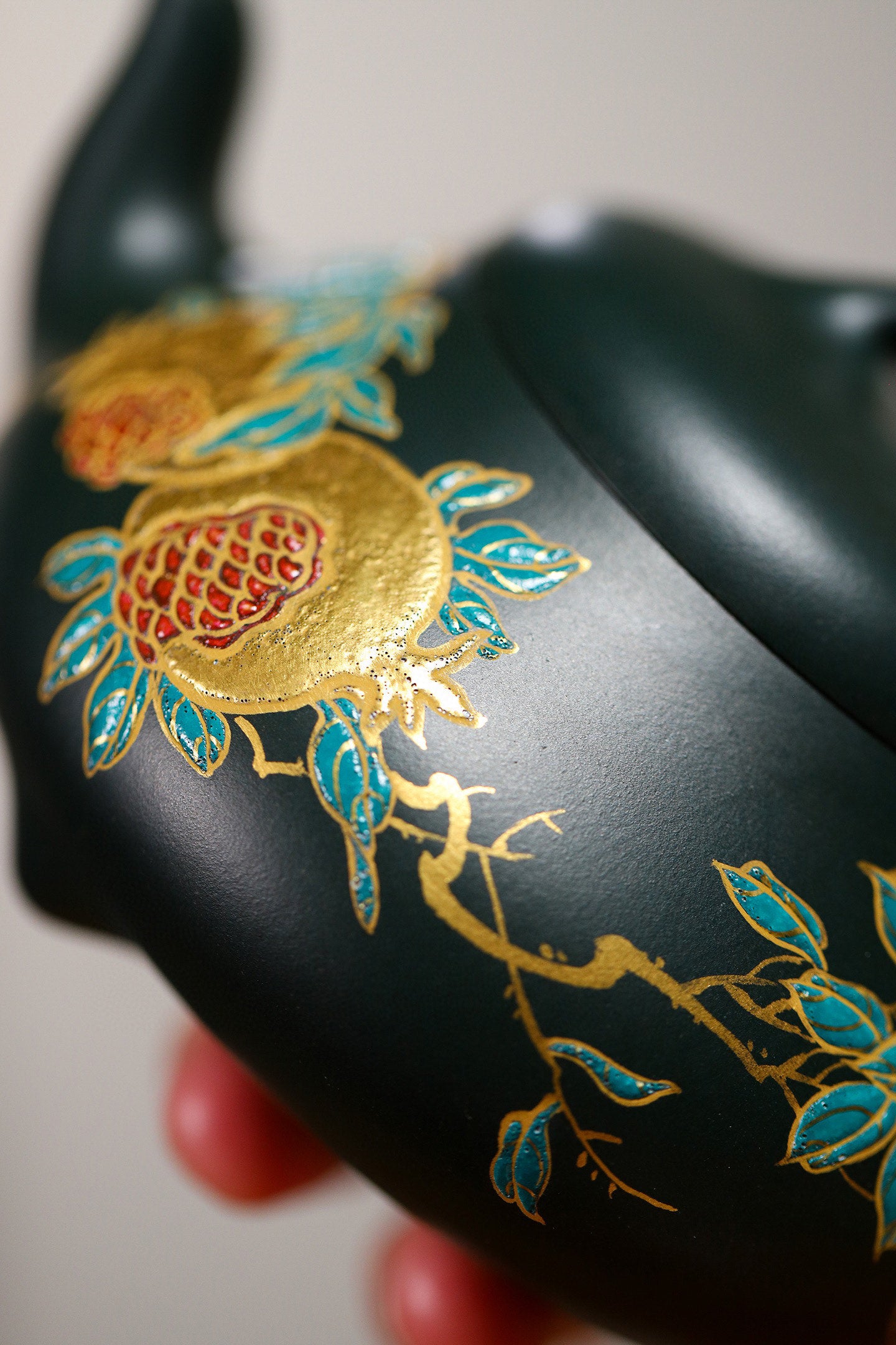 杨鹏老师推荐❀汉棠石瓢 景德镇国大师任瑞华金银错工艺 【泥料】民国绿泥 【容量】230cc - ZishaTeapotChina