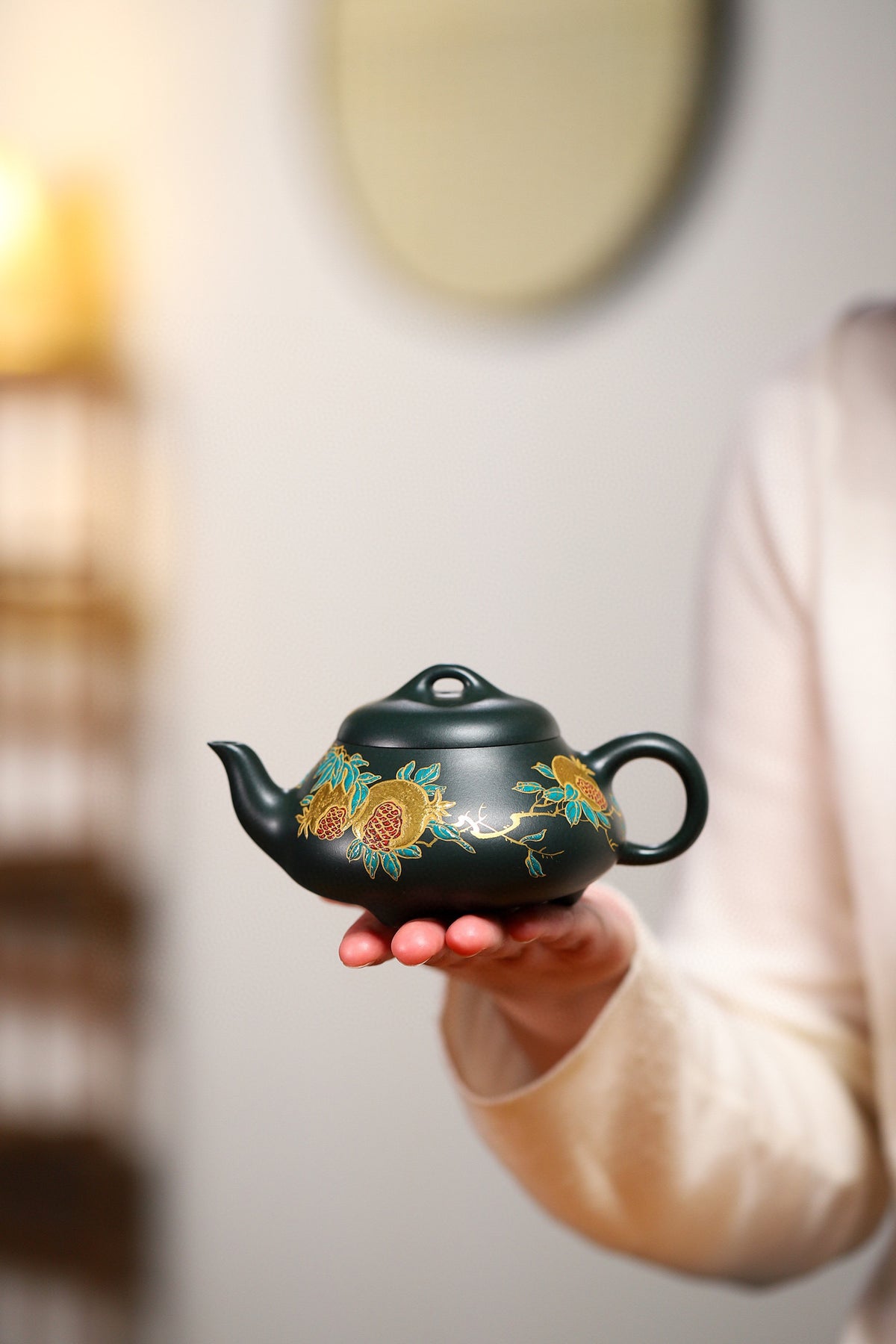 杨鹏老师推荐❀汉棠石瓢 景德镇国大师任瑞华金银错工艺 【泥料】民国绿泥 【容量】230cc - ZishaTeapotChina
