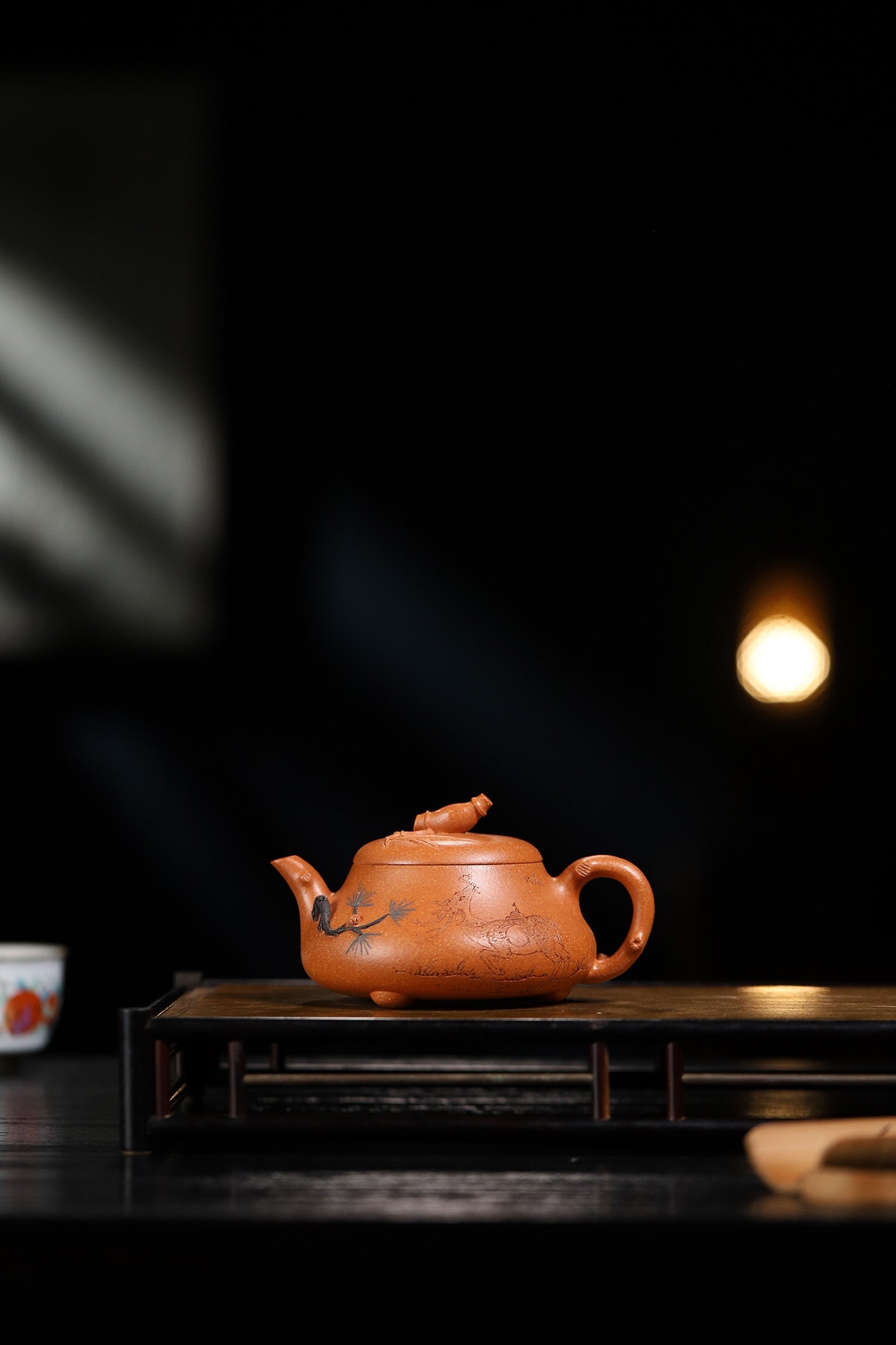 松竹梅汉棠石瓢 国家级工艺美术师 杨军保老师作品 明代冰窑七彩松花段 260cc 松梅竹合称“岁寒三友”