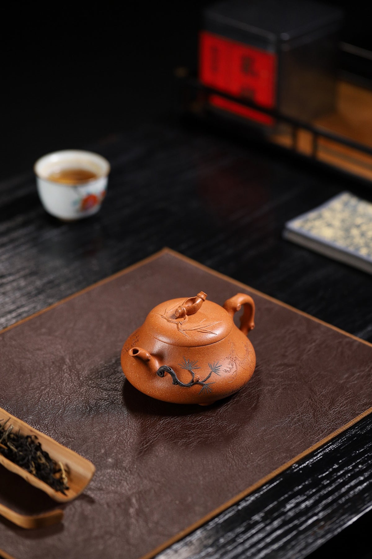 松竹梅汉棠石瓢 国家级工艺美术师 杨军保老师作品 明代冰窑七彩松花段 260cc 松梅竹合称“岁寒三友”