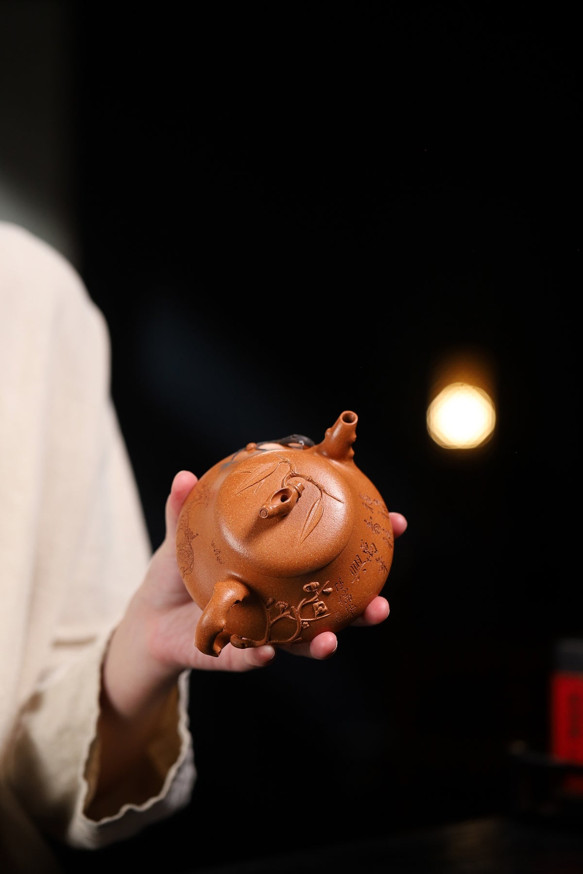 松竹梅汉棠石瓢 国家级工艺美术师 杨军保老师作品 明代冰窑七彩松花段 260cc 松梅竹合称“岁寒三友”