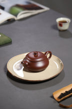 西泠印社倚石苑出品 西泠拍品复刻 | 杨鹏手制 明炉 鹅蛋紫朱泥 150cc 经典明炉器型，壶身圆润敦和