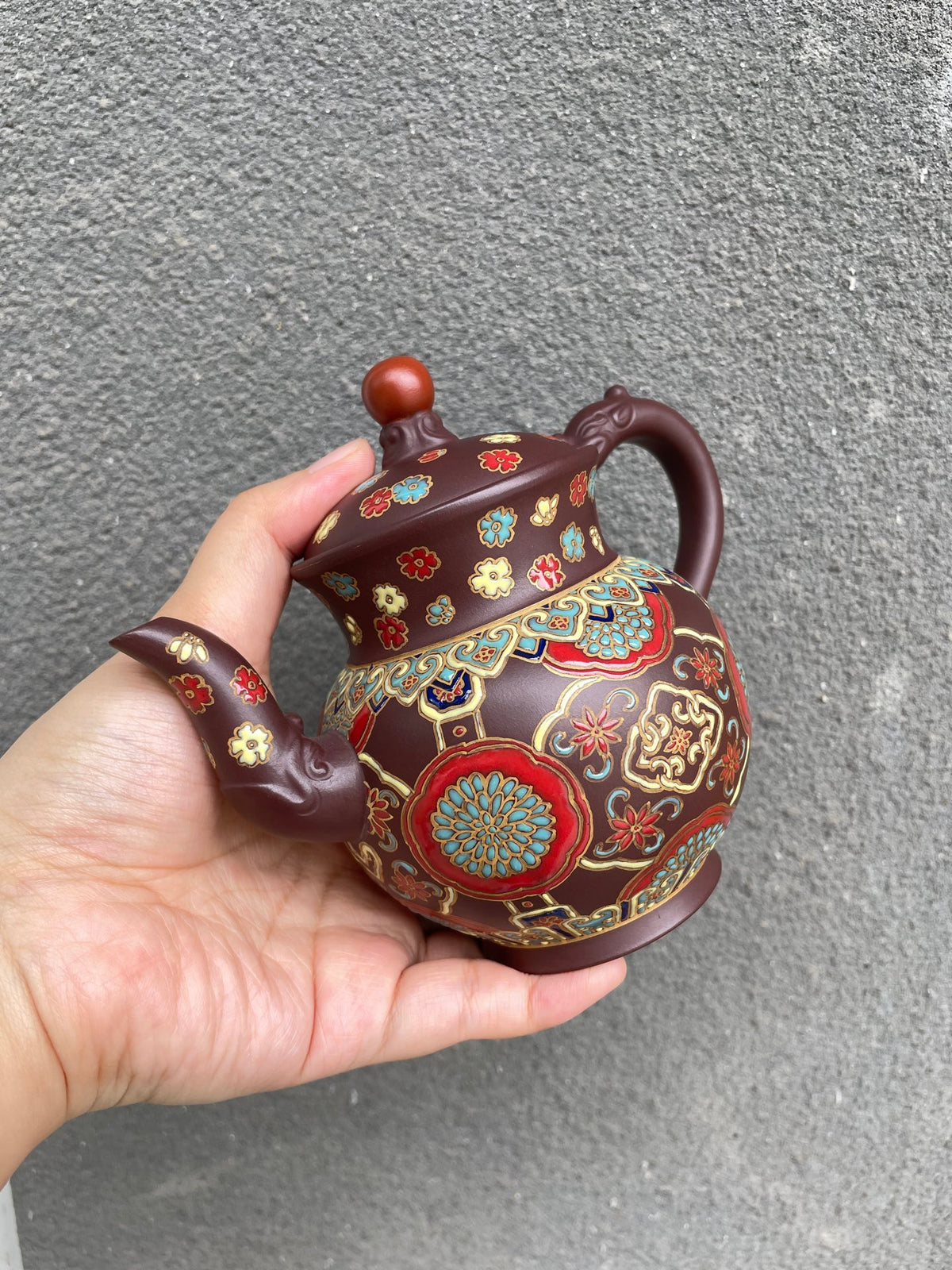 特价🌹仅一只 杨鹏老师推荐❀珐琅彩描金龙行天下 景德镇国大师任瑞华装饰 【泥料】老紫泥【容量】350cc - ZishaTeapotChina