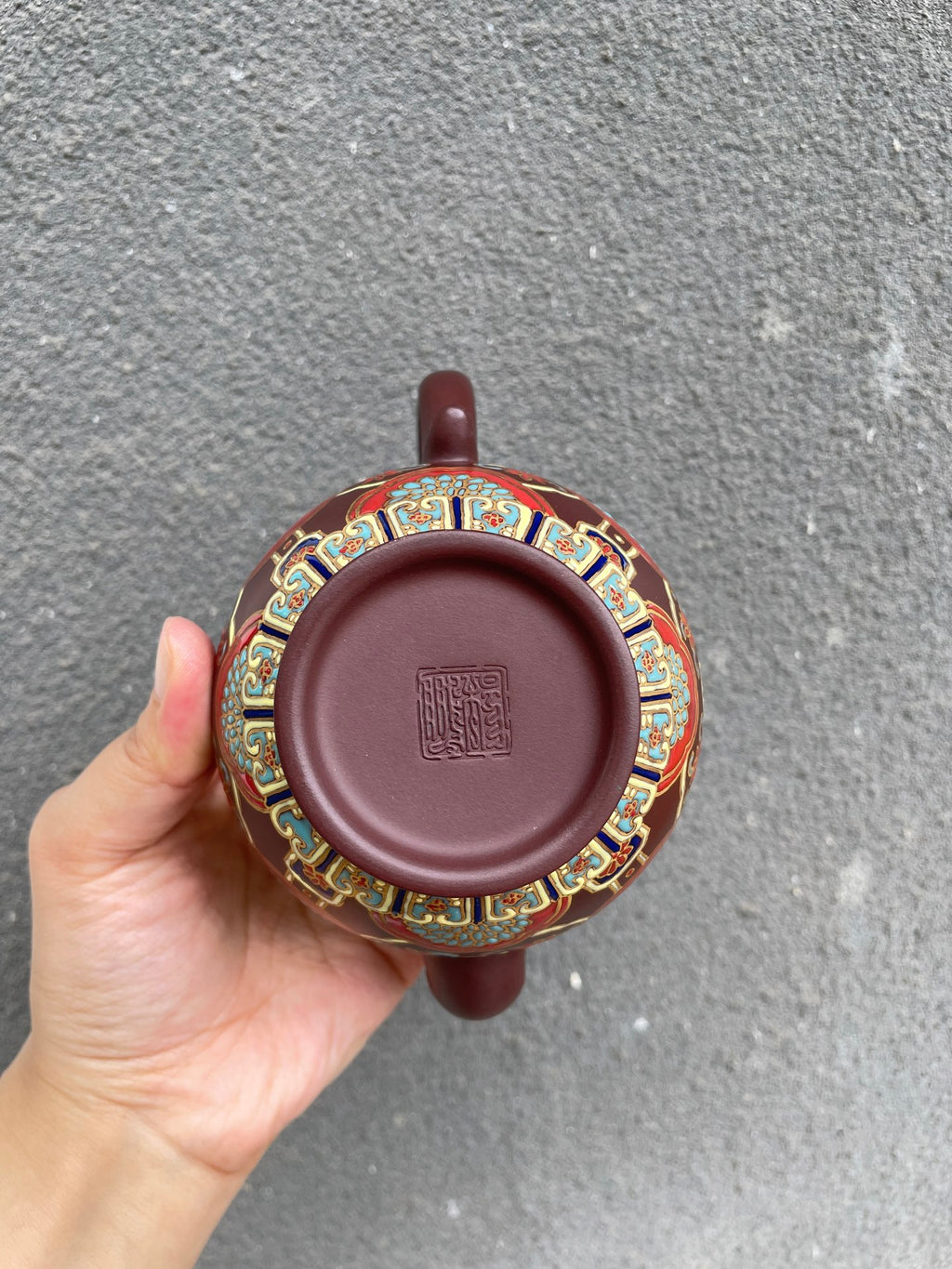 Special price 🌹 only one available. Recommended by Teacher Yang Peng ❀ Enamel color with gold decoration, Dragon travels the world. Master Ren Ruihua from Jingdezhen. 【Clay】 Old purple clay 【Capacity】 350cc - ZishaTeapotChina