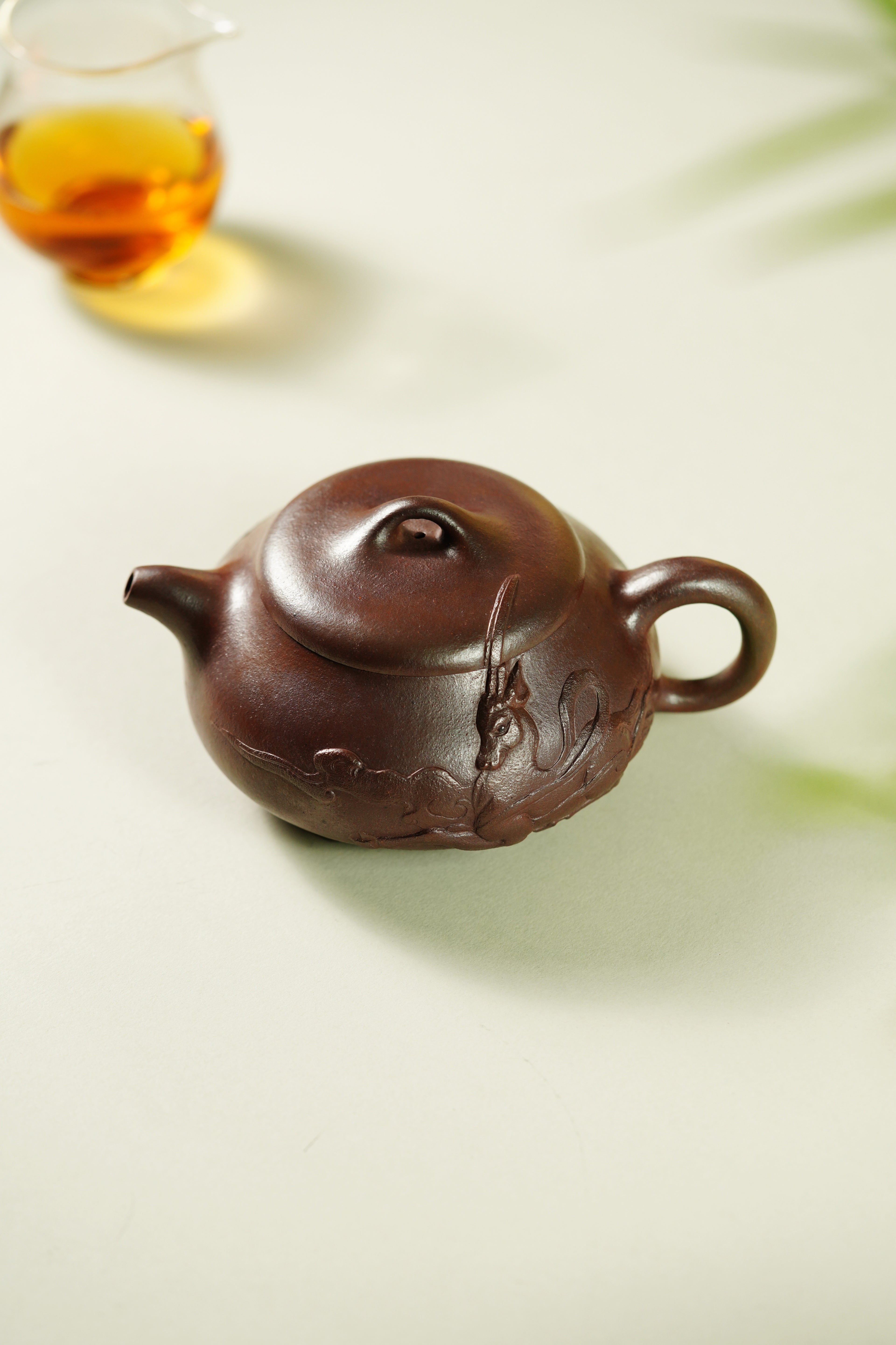 明清技艺 浮雕圣手·郑裕忠【汉棠石瓢】 ——原矿优质老紫泥柴烧·290cc 浮雕圣手·郑裕忠