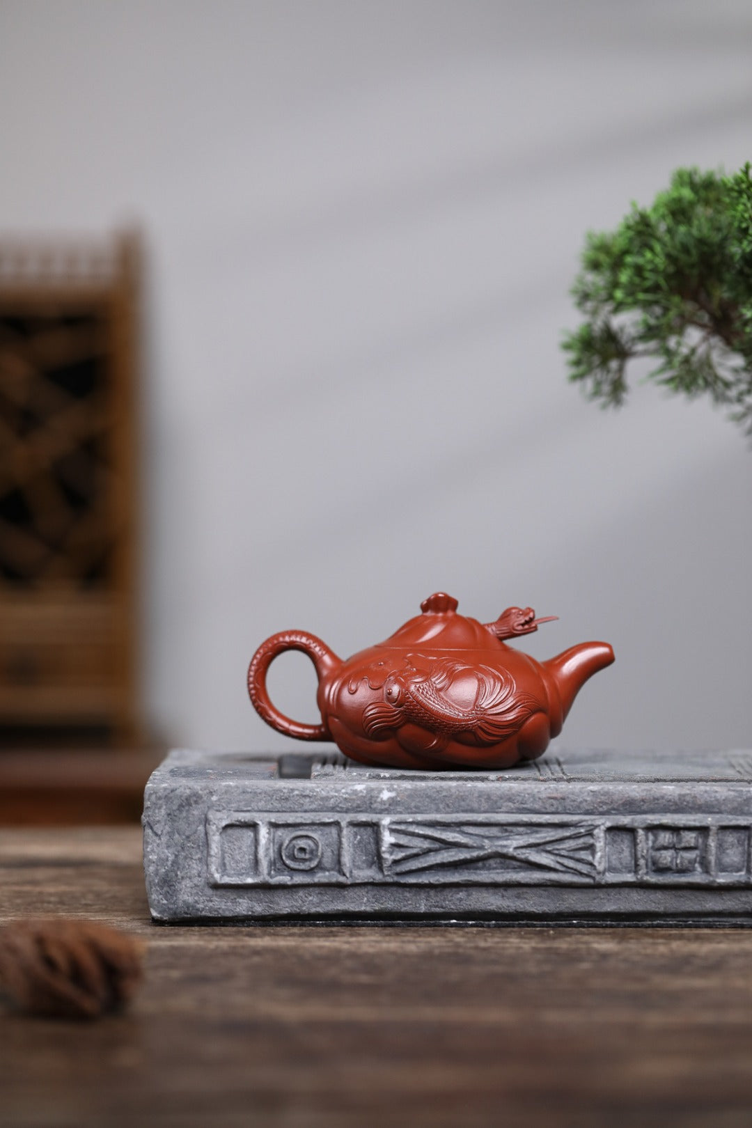 《鱼化龙》 国家级工艺美术师 鲍玉华 原矿家藏大红袍，200cc，菱形14孔出水