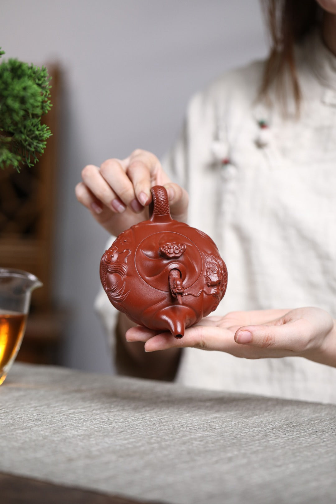 《鱼化龙》 国家级工艺美术师 鲍玉华 原矿家藏大红袍，200cc，菱形14孔出水
