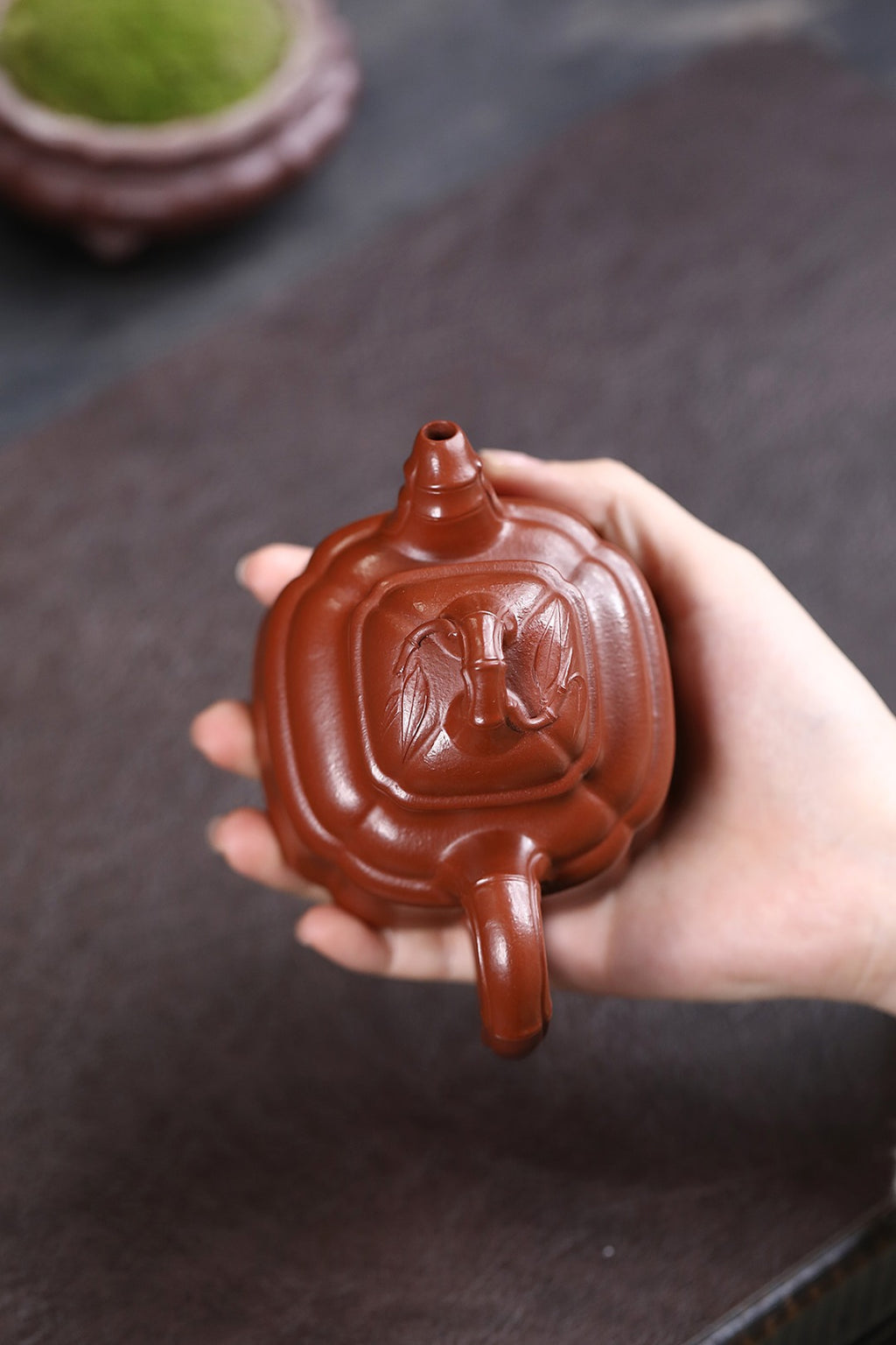 《四方竹鼎》 国家级工艺美术师 鲍玉华 原矿家藏大红袍，240cc，菱形9孔出水