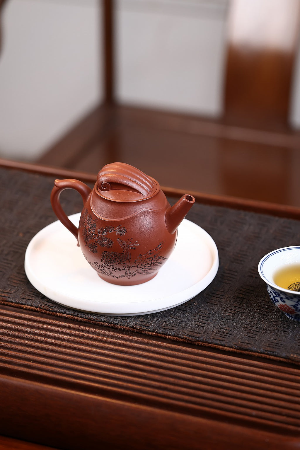 《念奴娇》 国家级工艺美术师 鲍玉华 装饰：李玮（江苏省陶瓷艺术大师，正高）原矿家藏红皮龙，330cc，菱形14孔出水