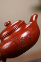 《仿古》 王敏（正高级工艺美术师）装饰：李玮（江苏省陶瓷艺术大师，正高）90年景舟大红袍，500cc，菱形14孔出水