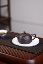 《祥龙石瓢》 国家级工艺美术师 鲍玉华 装饰：李玮（江苏省陶瓷艺术大师，正高）原矿家藏深井紫泥，220cc，菱形14孔出水